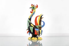 Mid-Century G. Girardi Multicolored Hand-Glazed Ceramic Rooster 1960s Italy