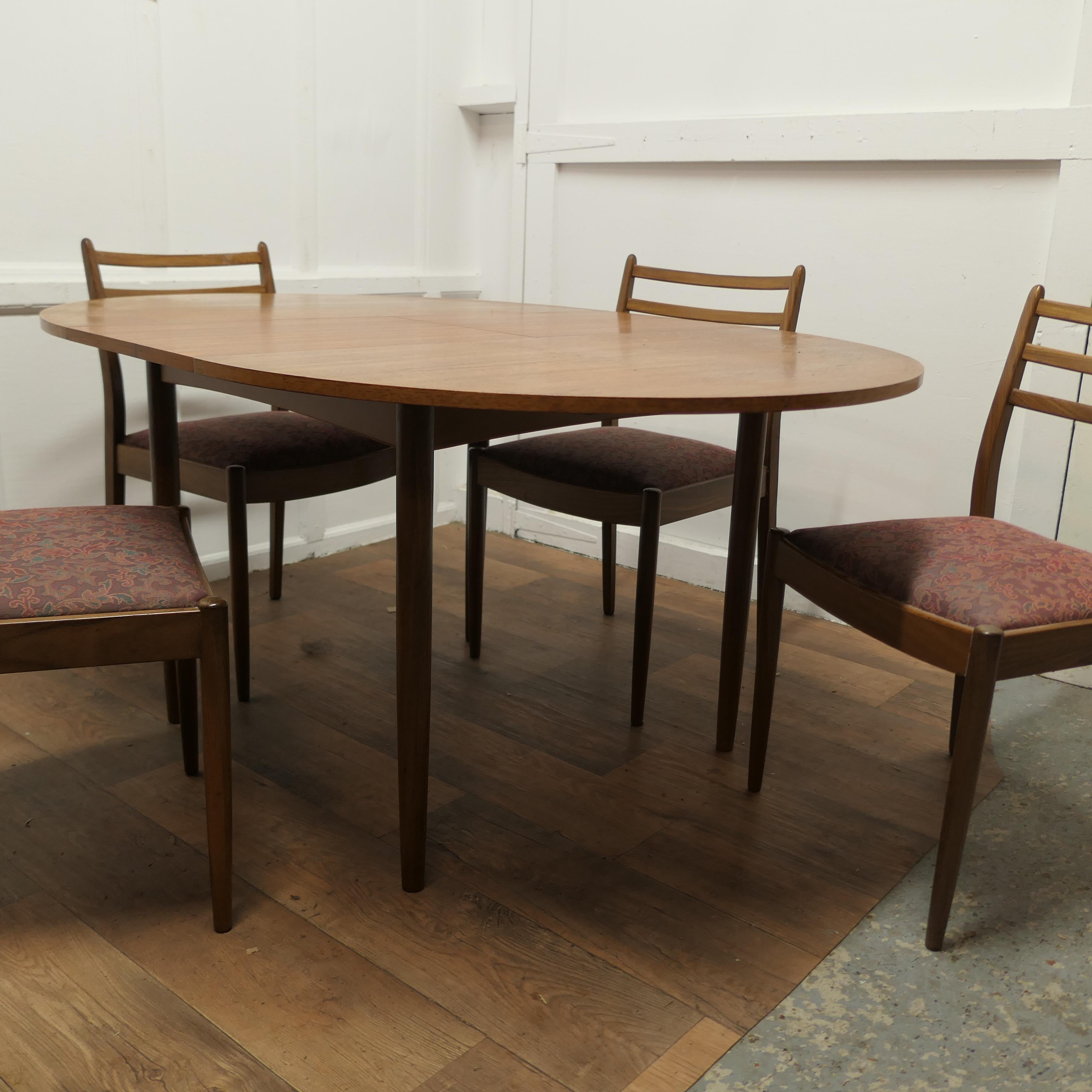 Teak Mid Century G Plan Circular Extending Dining Table and 4 Chairs    For Sale