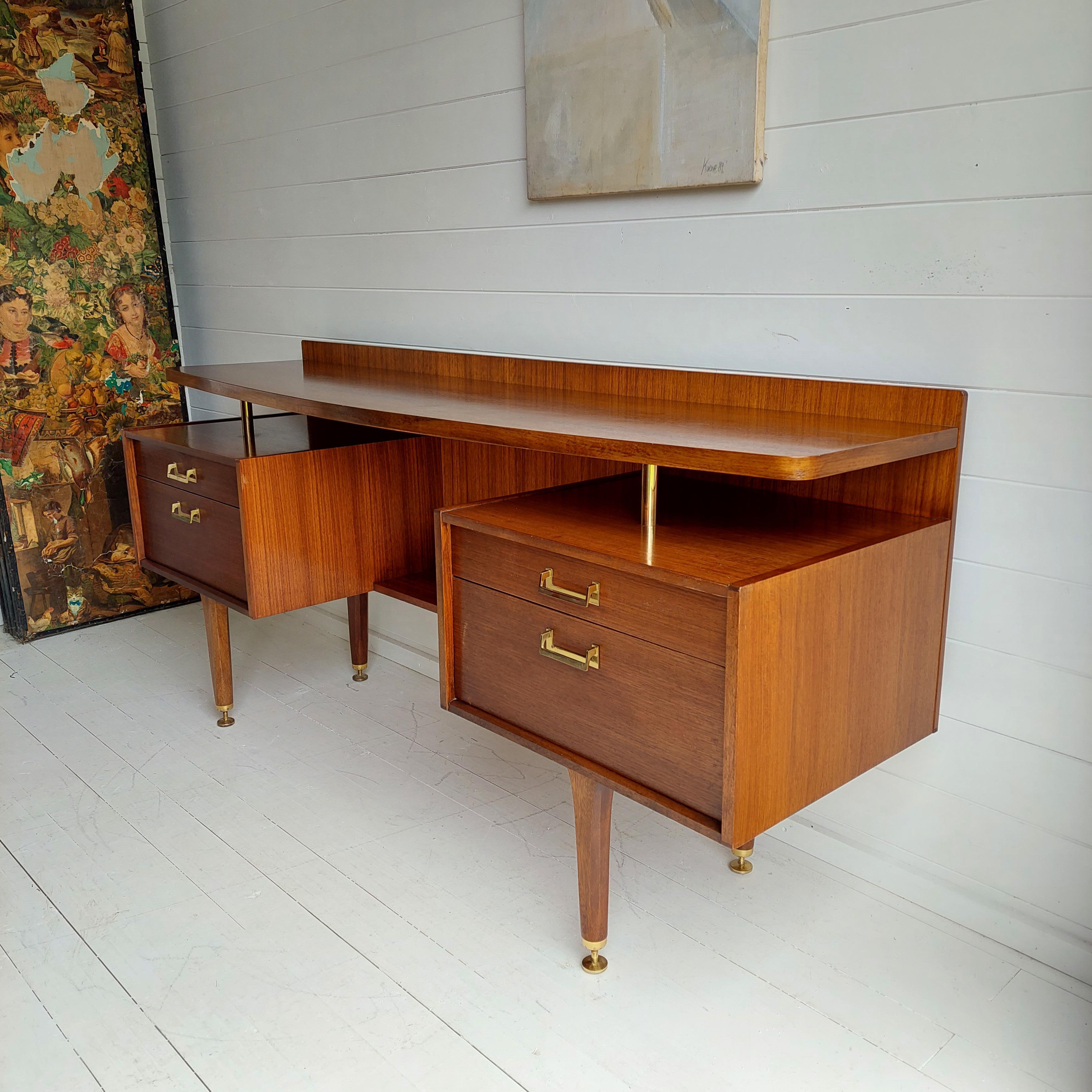 Mid Century G Plan E Gomme Floating Desk / Dressing Table in Tola, 1960s In Good Condition In Leamington Spa, GB