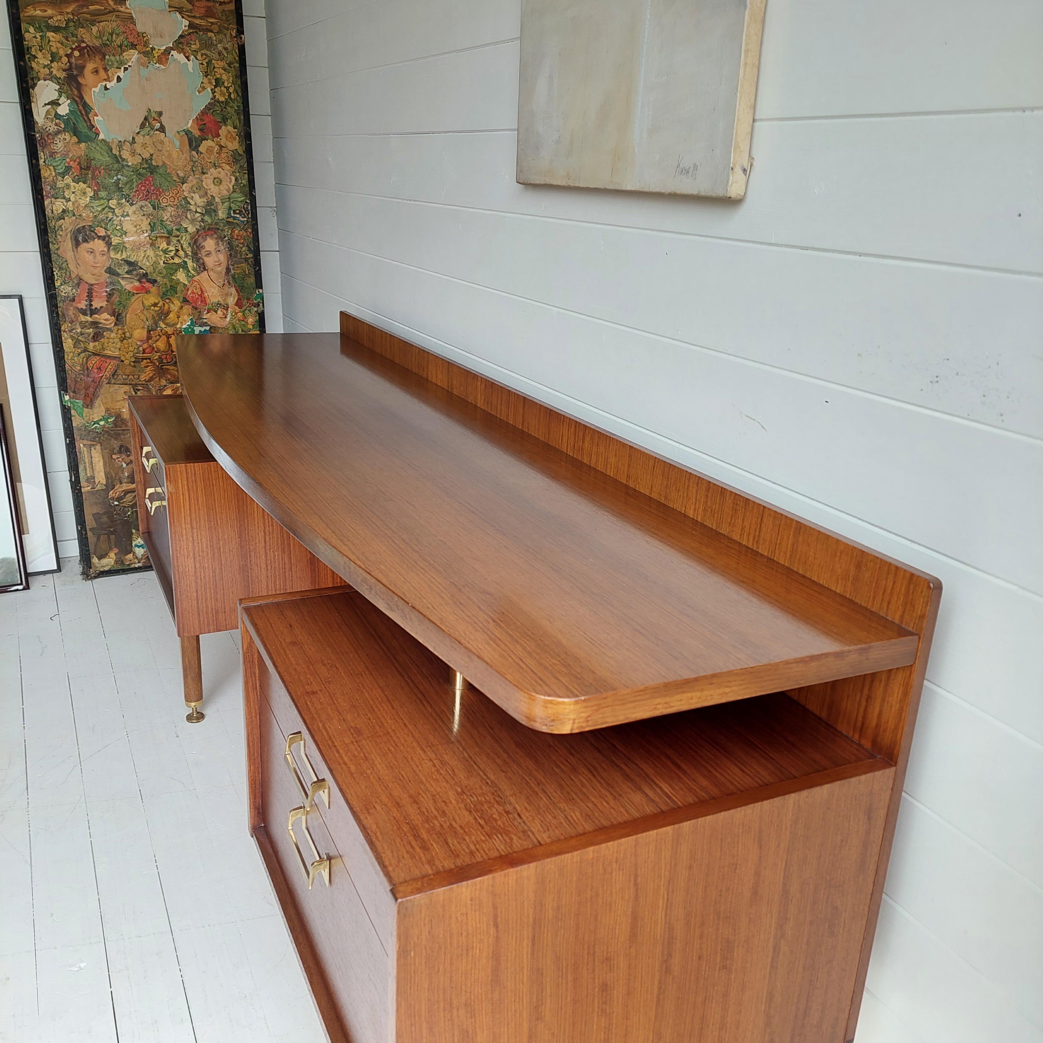 Brass Mid Century G Plan E Gomme Floating Desk / Dressing Table in Tola, 1960s