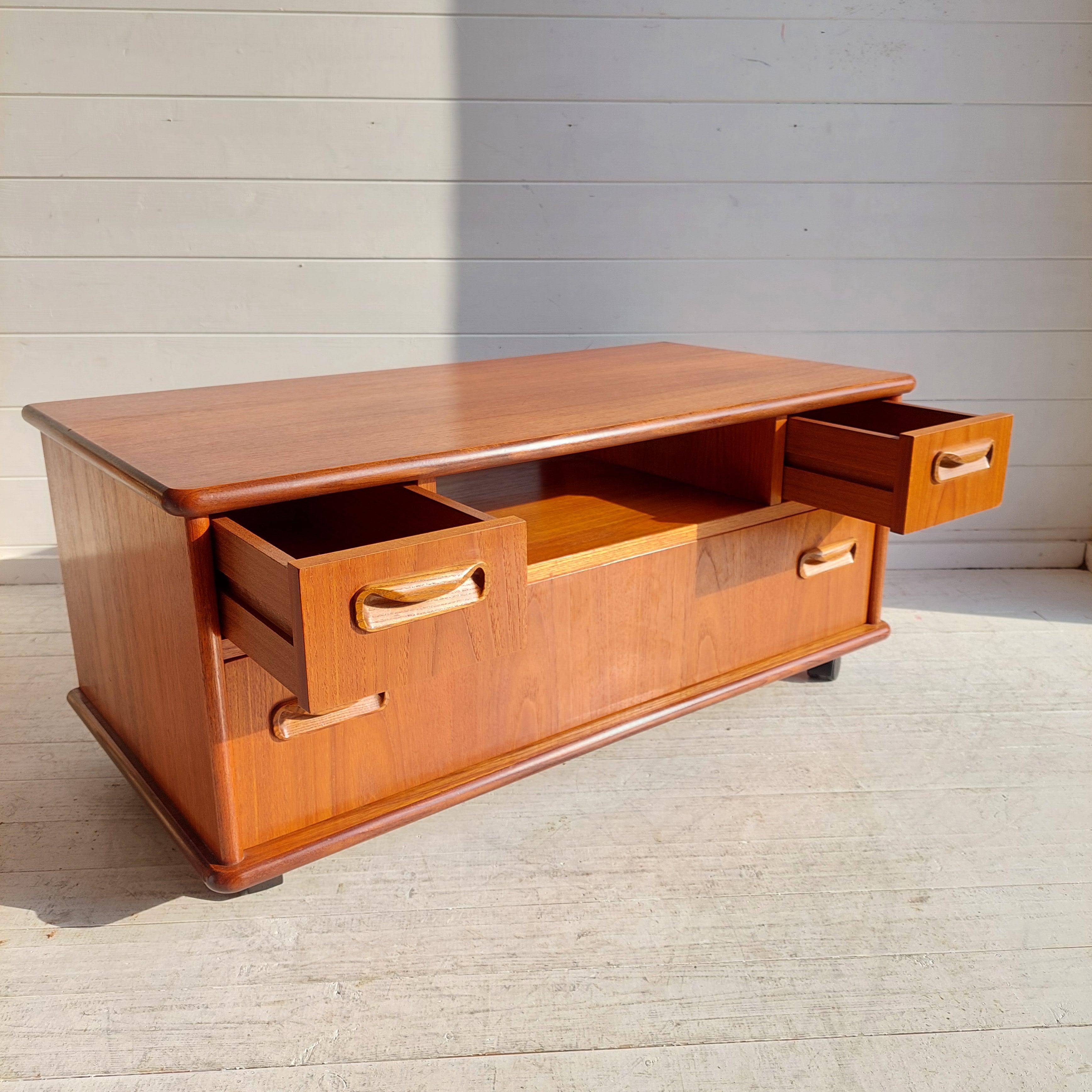 British Mid Century G Plan Fresco Retro Teak Tv Unit Media Cabinet Drawers Sideboard, 70