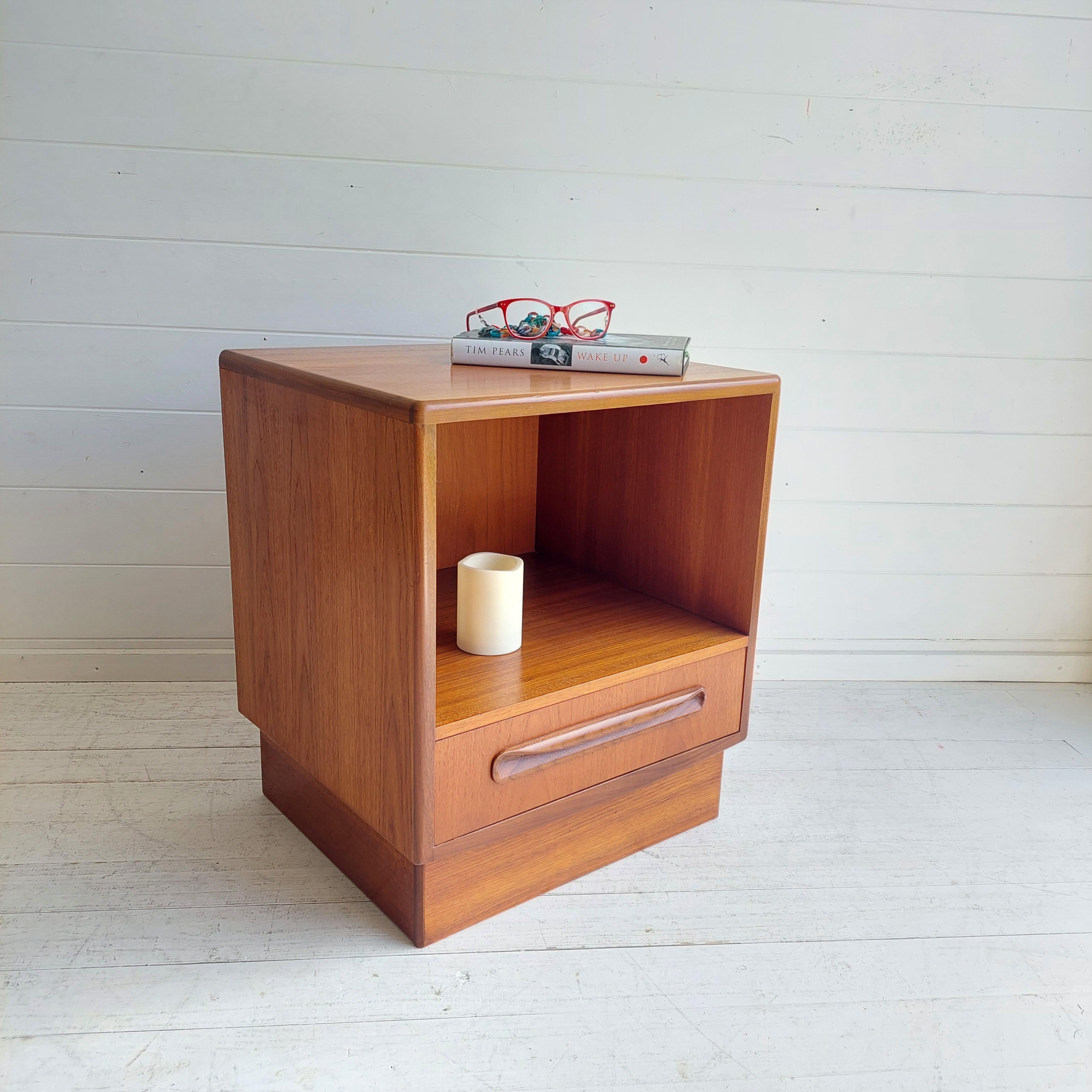 British Mid Century G Plan Fresco Teak Bedside table nightstand 60s