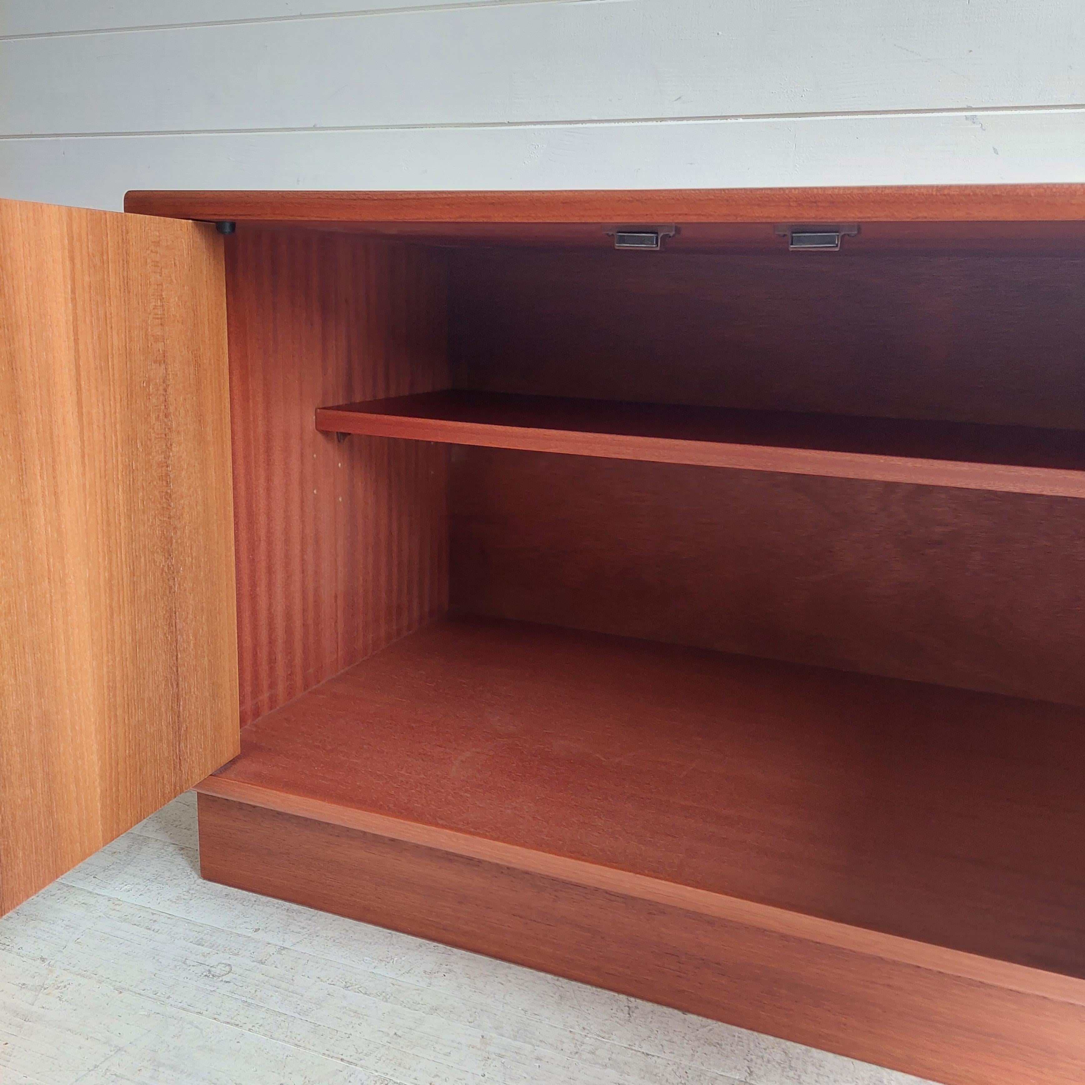 Mid Century G Plan Fresco Teak compact sideboard cupboard record cabinet, 1970s 4