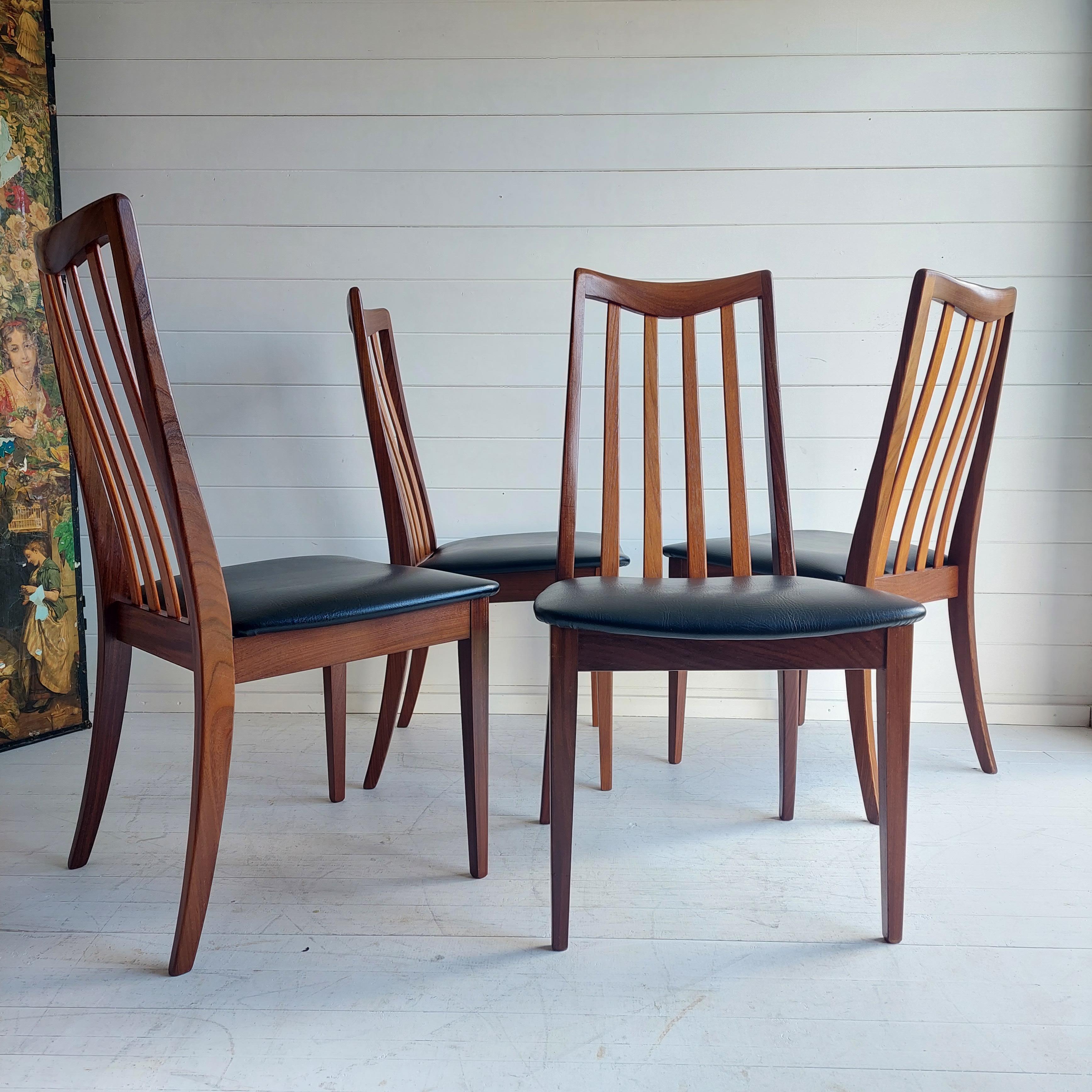 20th Century Midcentury G Plan Fresco Teak Dining Chairs 1960s, Set of 4
