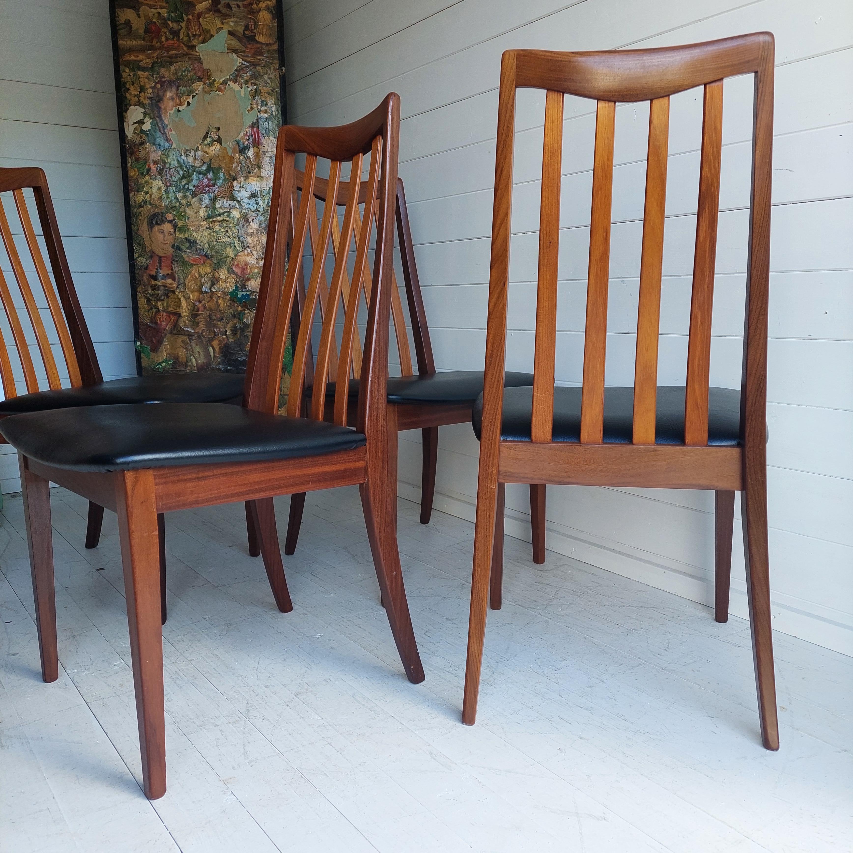 Faux Leather Midcentury G Plan Fresco Teak Dining Chairs 1960s, Set of 4