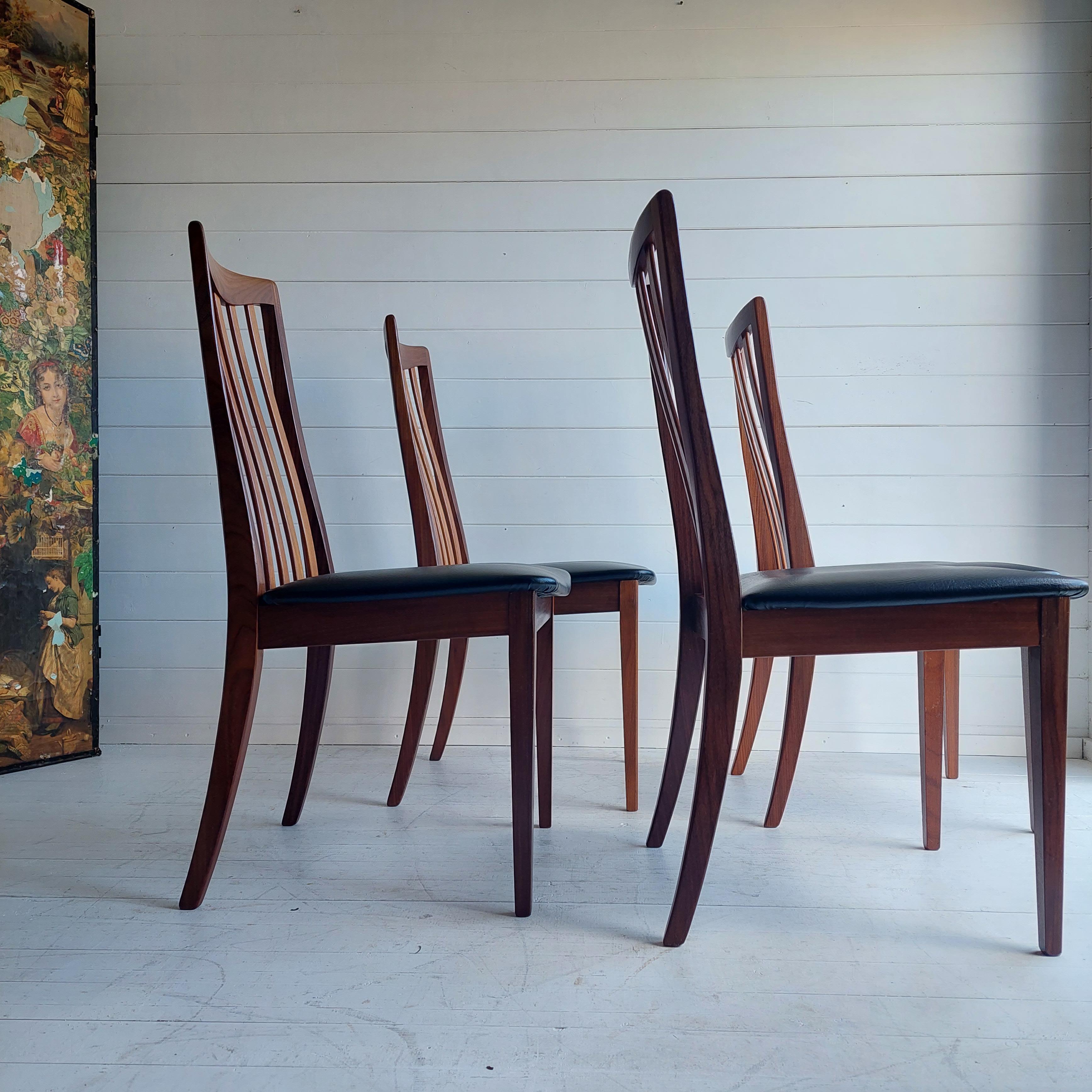 Midcentury G Plan Fresco Teak Dining Chairs 1960s, Set of 4 1