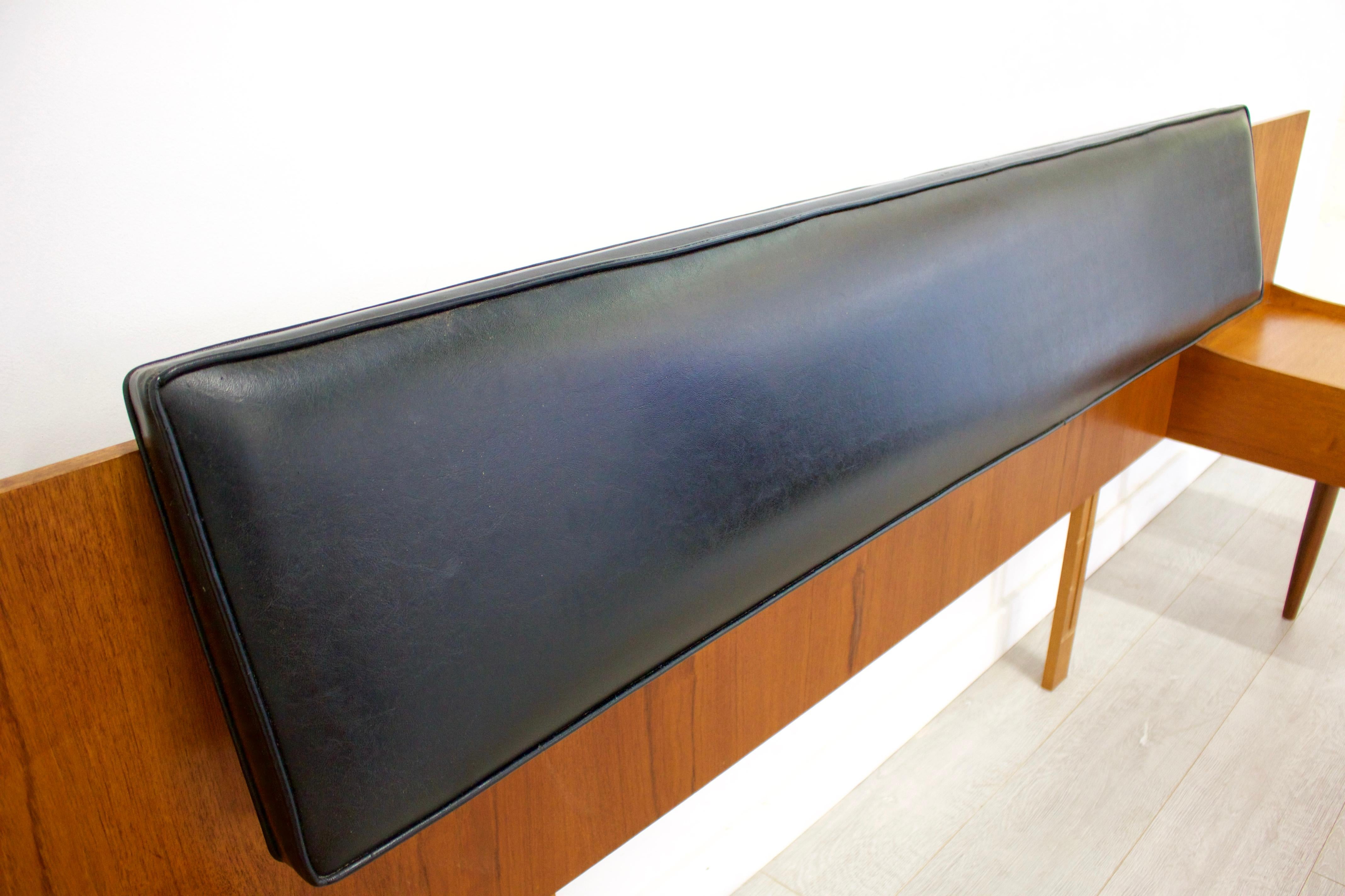 British Midcentury G Plan Kofod-Larsen Danish Headboard and Bedside Tables For Sale