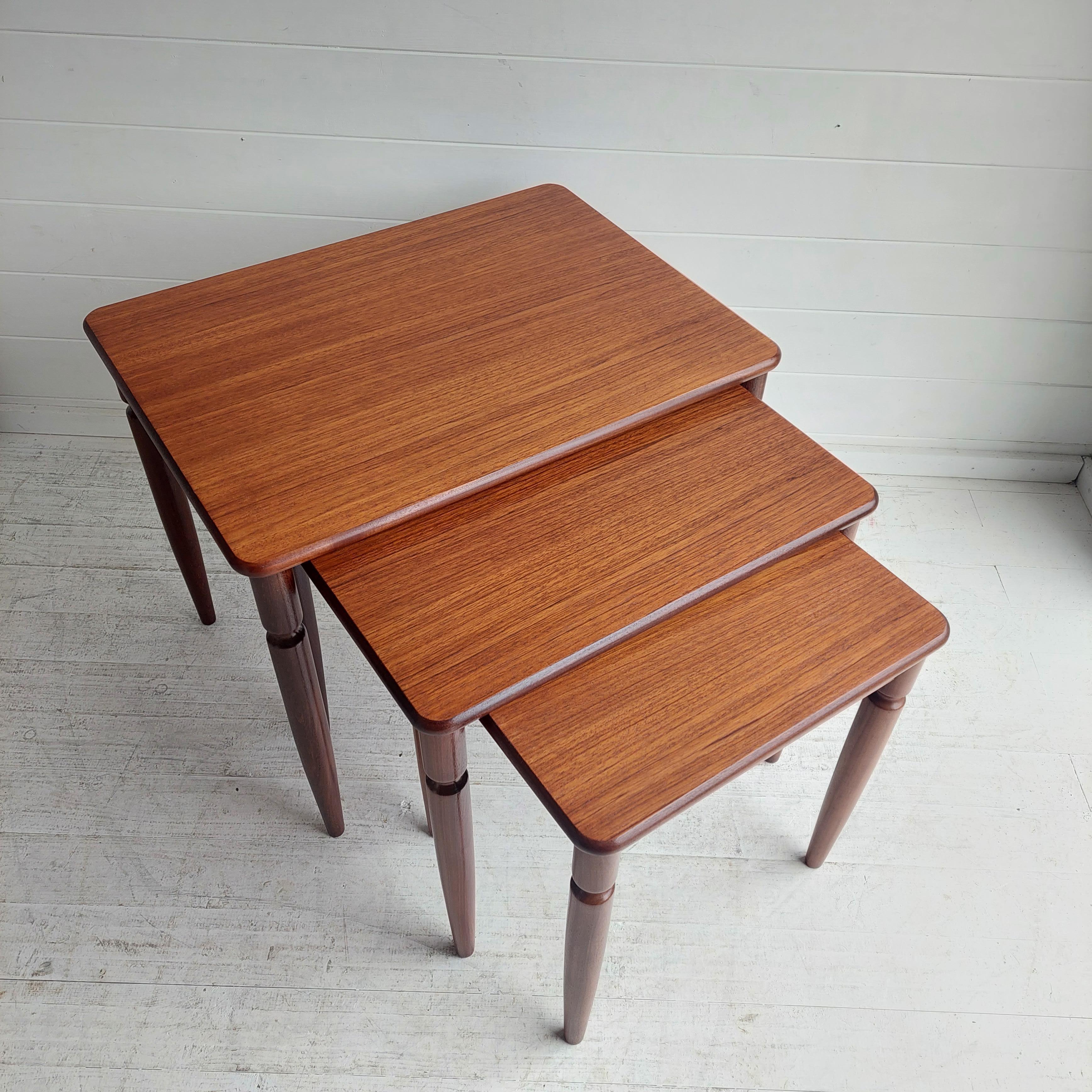 British Mid Century G Plan Teak Afromosia Nest Of Tables Danish Vintage, 1960s