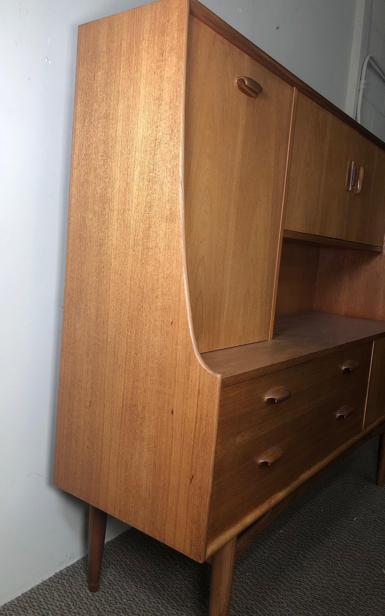 Midcentury G Plan Teak Highboard Credenza with Secretary For Sale 6
