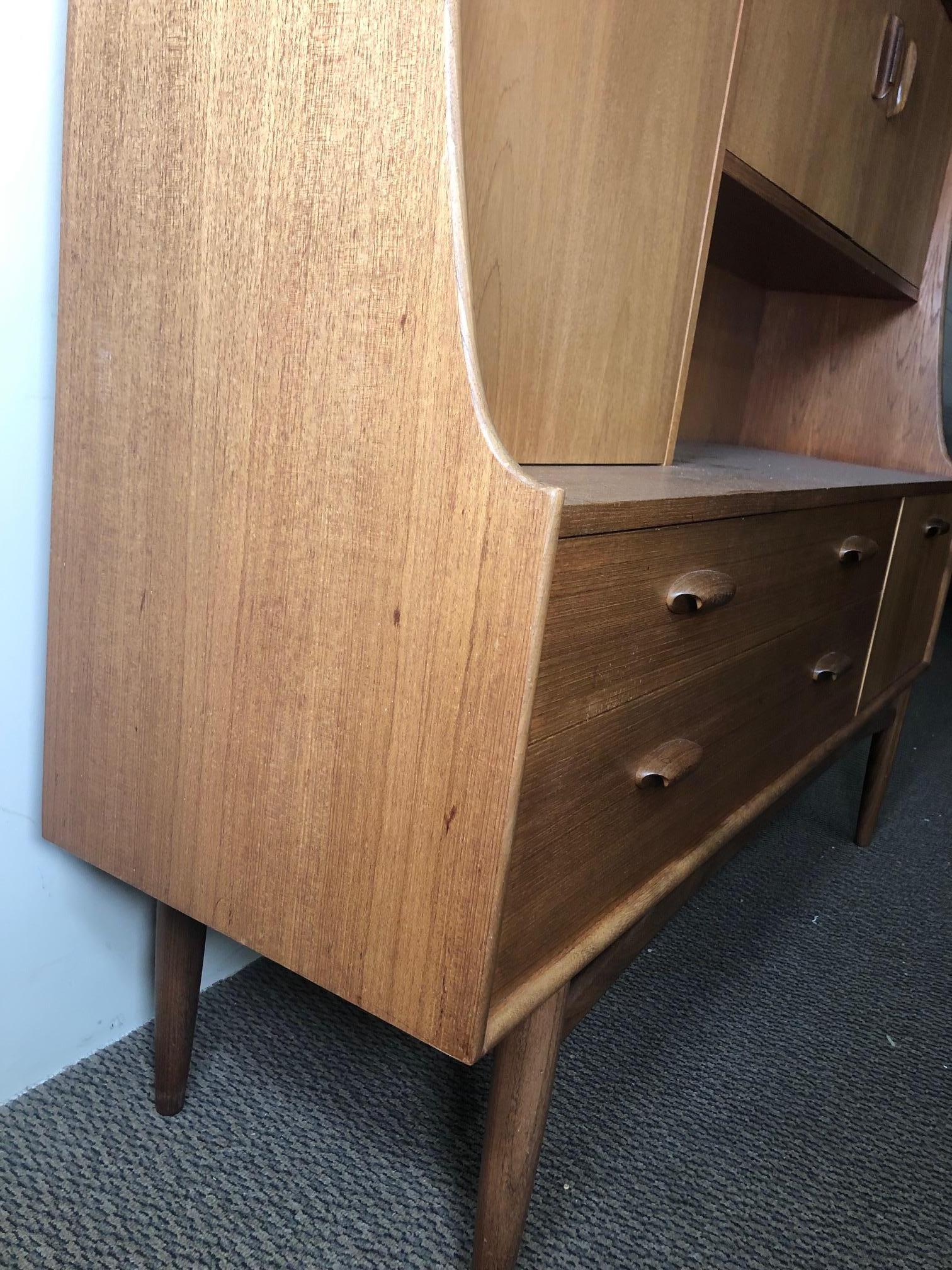Midcentury G Plan Teak Highboard Credenza with Secretary For Sale 7