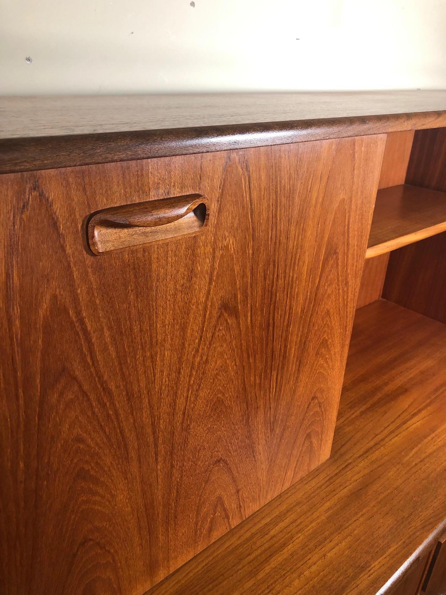Midcentury G Plan Teak Highboard Credenza with Secretary or Bar For Sale 4