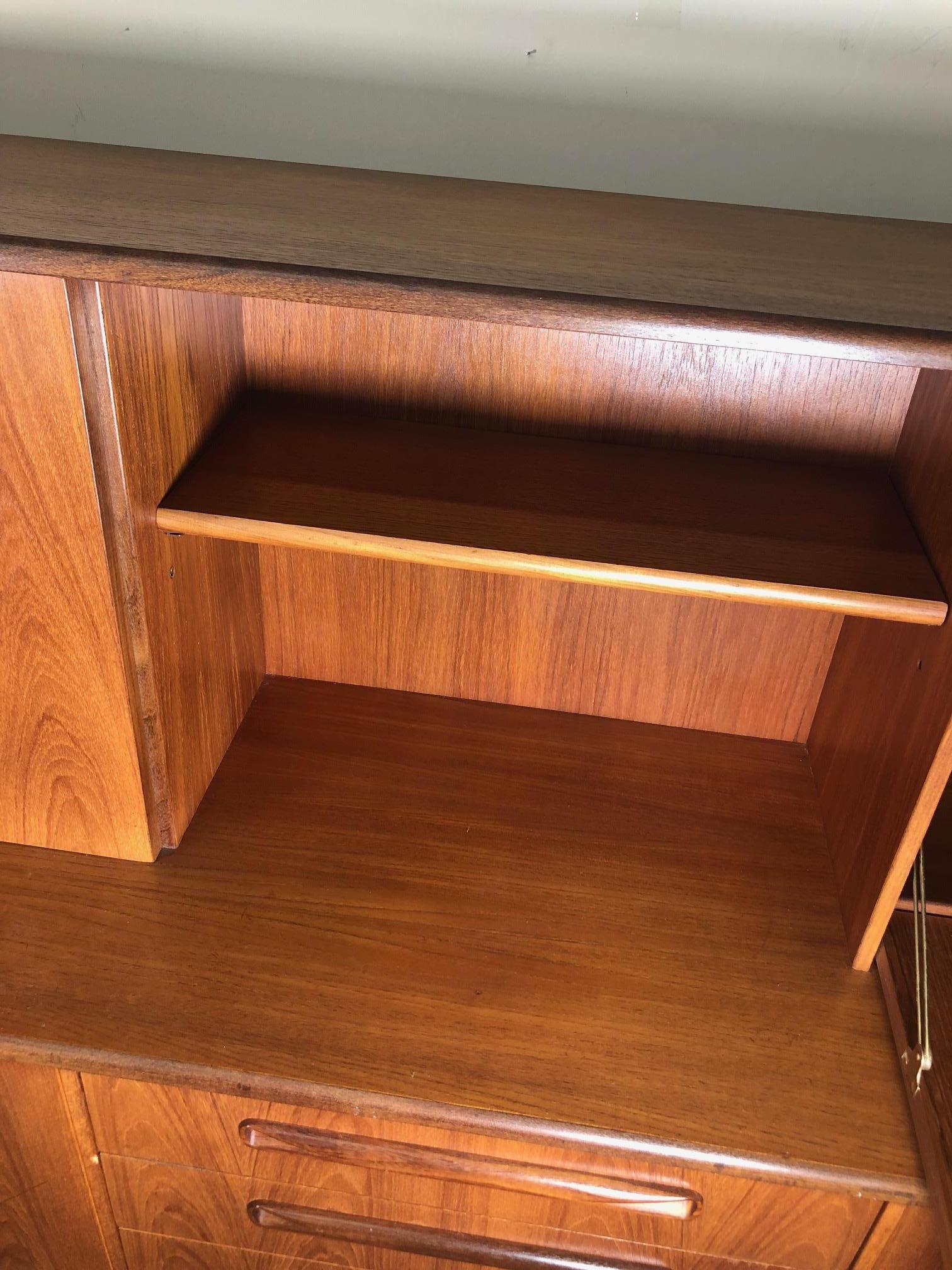 Midcentury G Plan Teak Highboard Credenza with Secretary or Bar In Good Condition For Sale In Norcross, GA