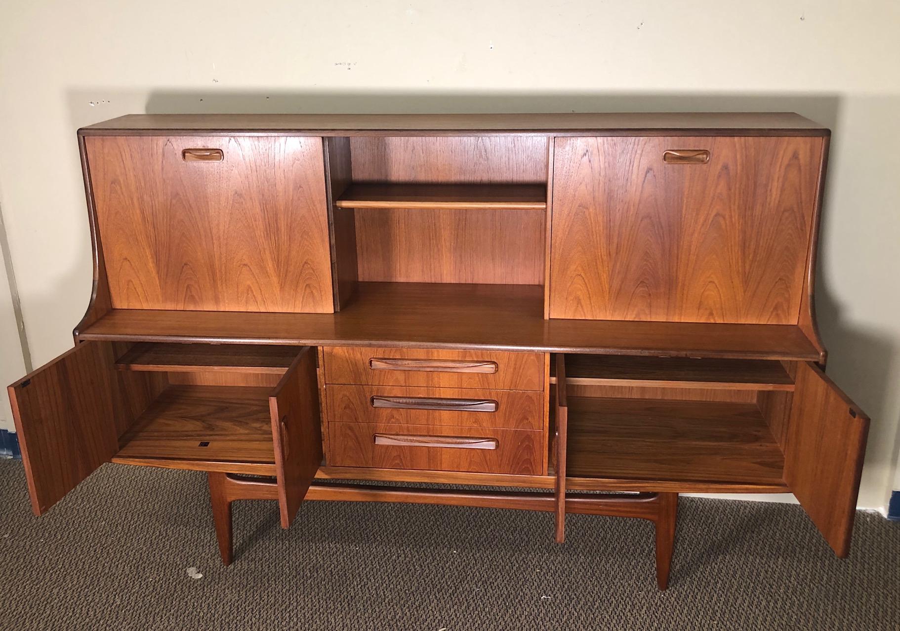 20th Century Midcentury G Plan Teak Highboard Credenza with Secretary or Bar For Sale