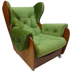Vintage Mid Century G Plan Wingback Saddleback Armchair in Velvet