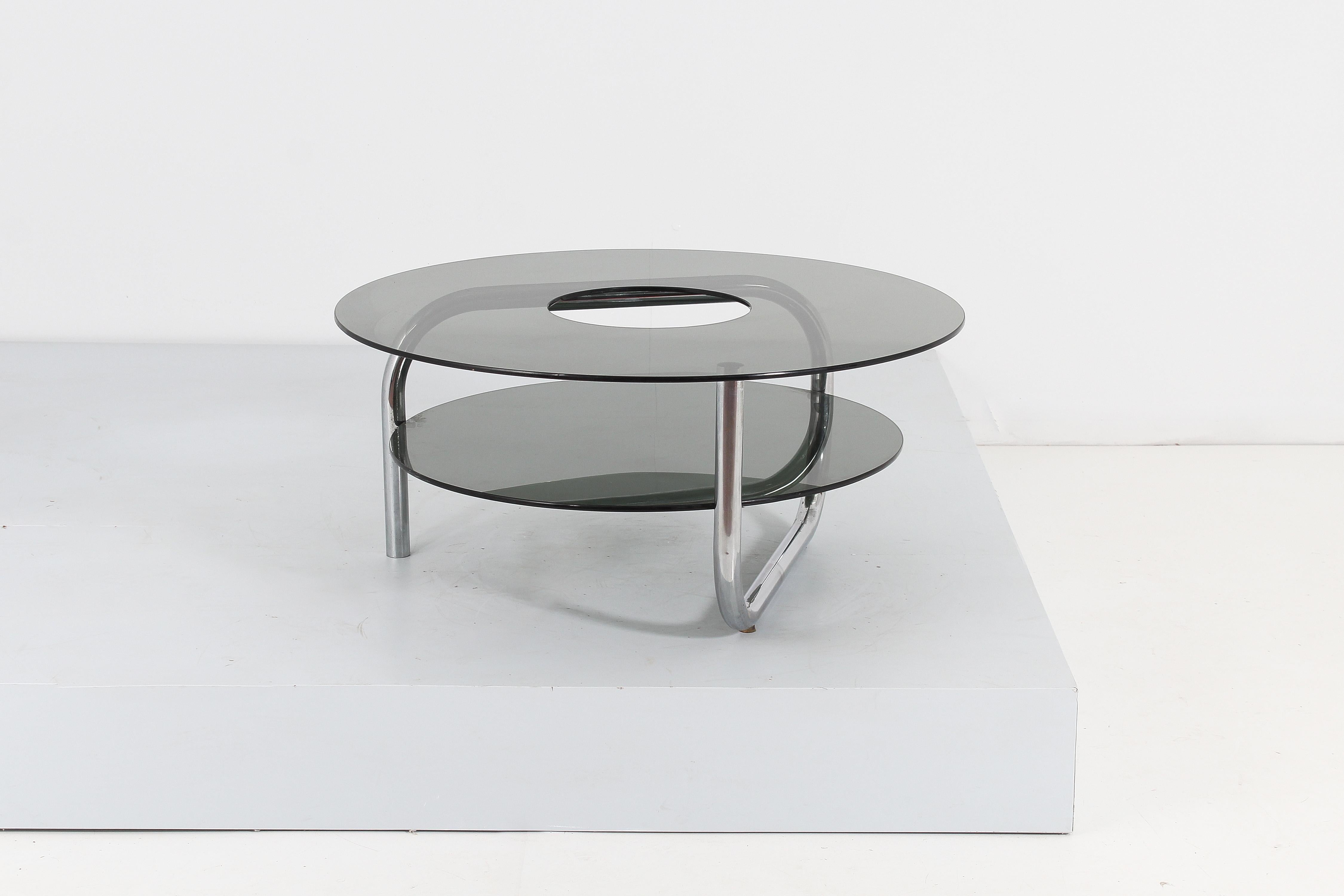table basse ronde chrome