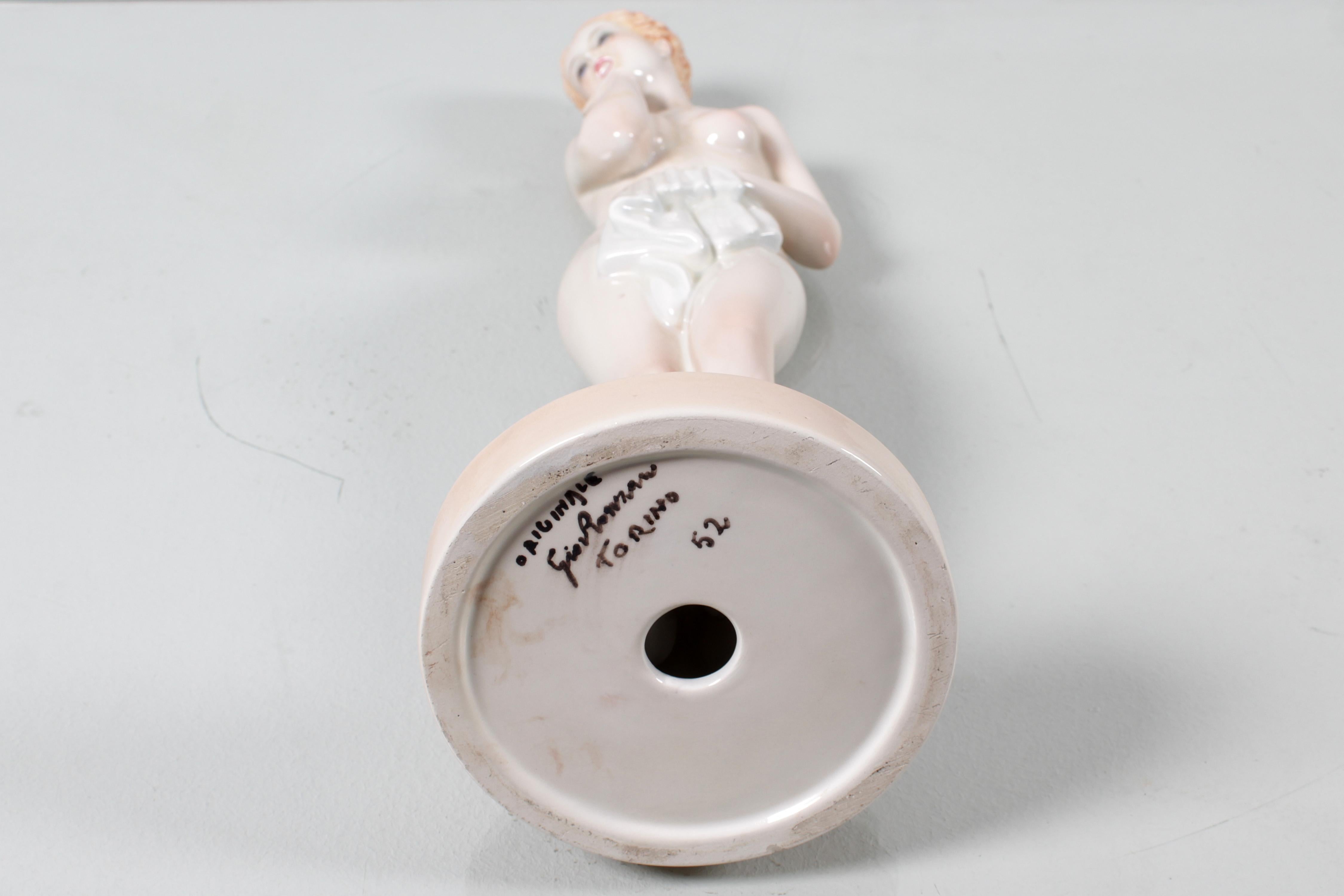 Mid-Century G. Ronzan Porcelain Femal Nude Figure Italian Manifacture from 1950 For Sale 9