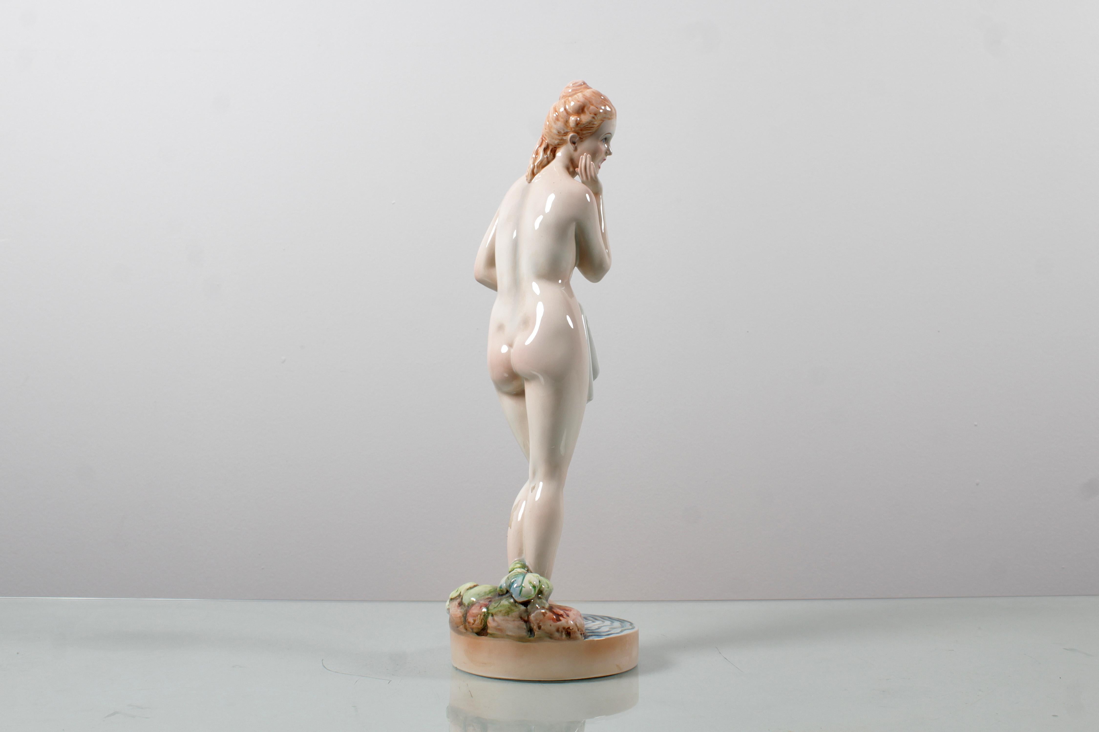 Mid-20th Century Mid-Century G. Ronzan Porcelain Femal Nude Figure Italian Manifacture from 1950 For Sale