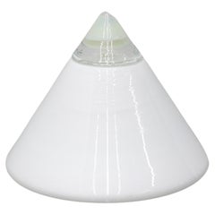 Mid-Century G. Toso for Leucos Conical White Murano Glass "Rio" Table Lamp, 70s