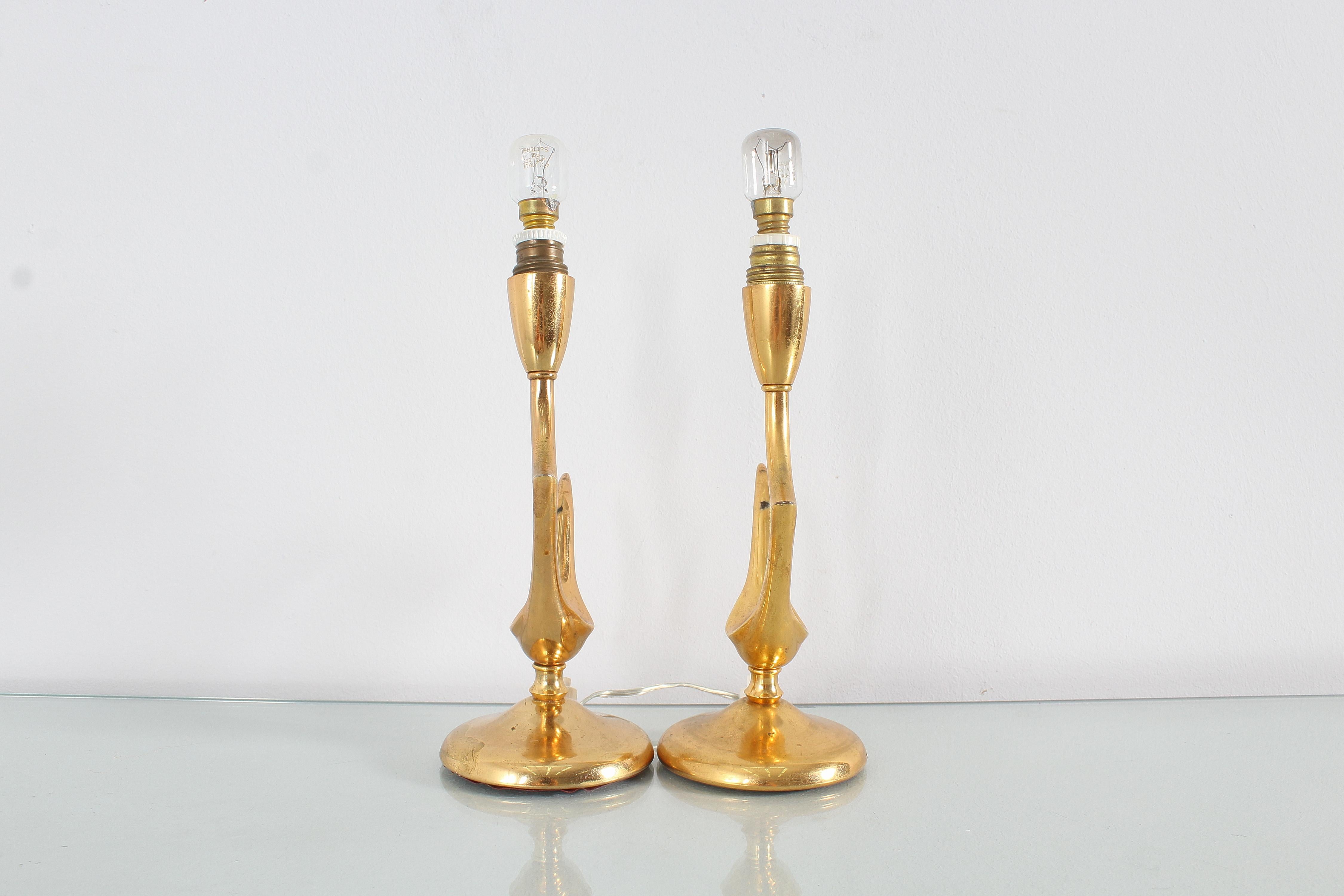 Mid-Century G. Ulrich Set of 2 Golden Brass Table Lamp, 1940s, Italy 13
