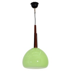 Midcentury G. Vistosi Green Murano Glass Suspension Lamp 60s Italy