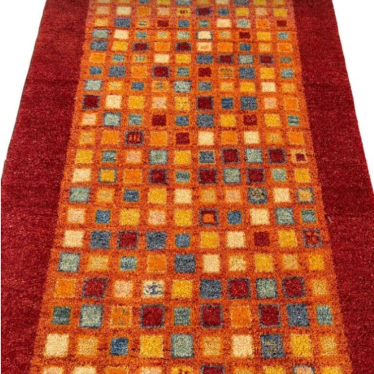 American Mid Century Gabbeh Inspired Wool Area Rug For Sale