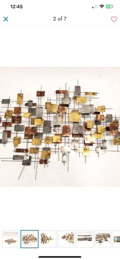 Sculpture murale brutaliste du milieu du siècle signée Gabbrielli - 65 "w x 36 "h