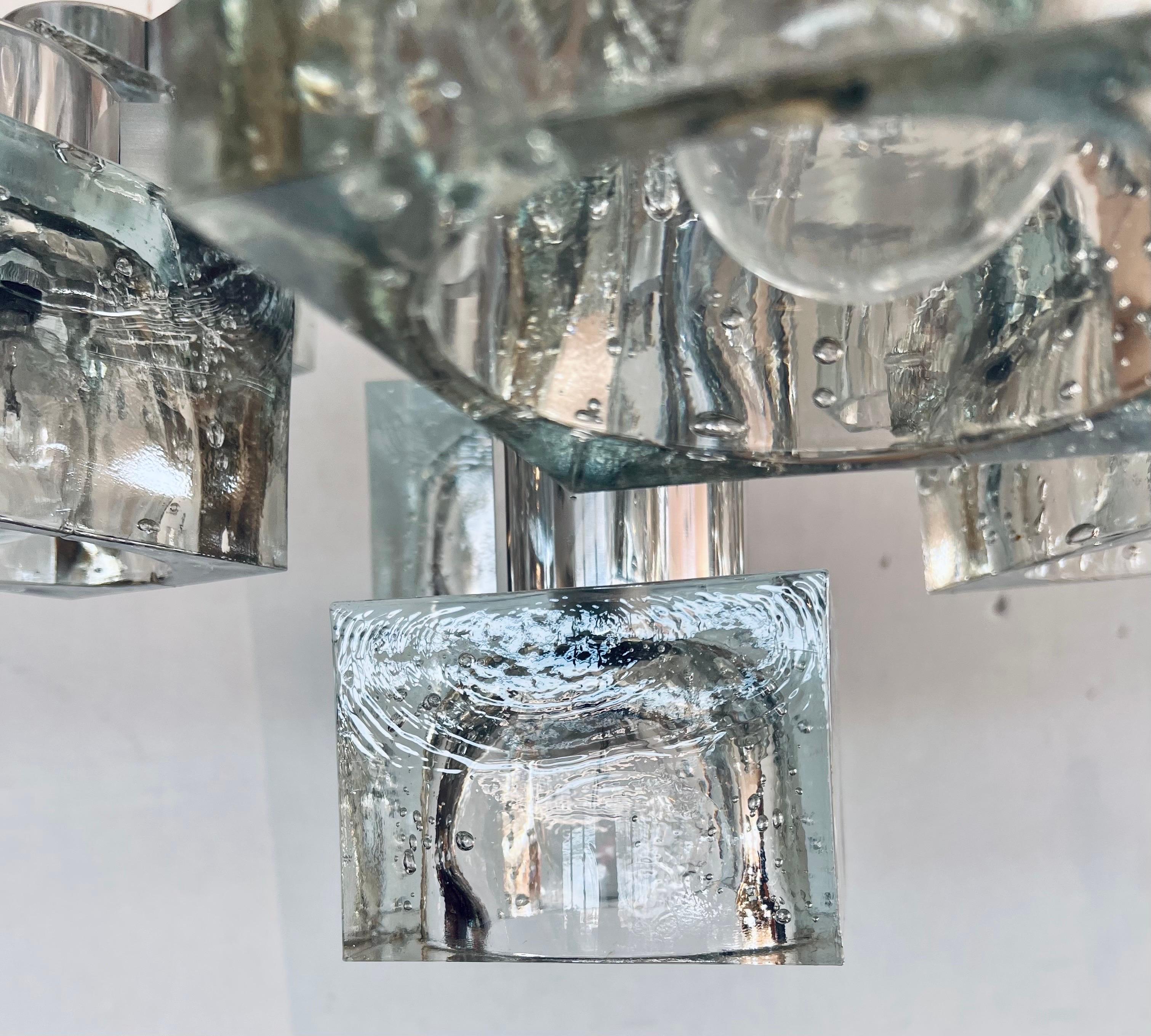 Mid-Century Modern Mid Century Gaetano Sciolari for Lightolier Italian Ice Cube glass Chandelier