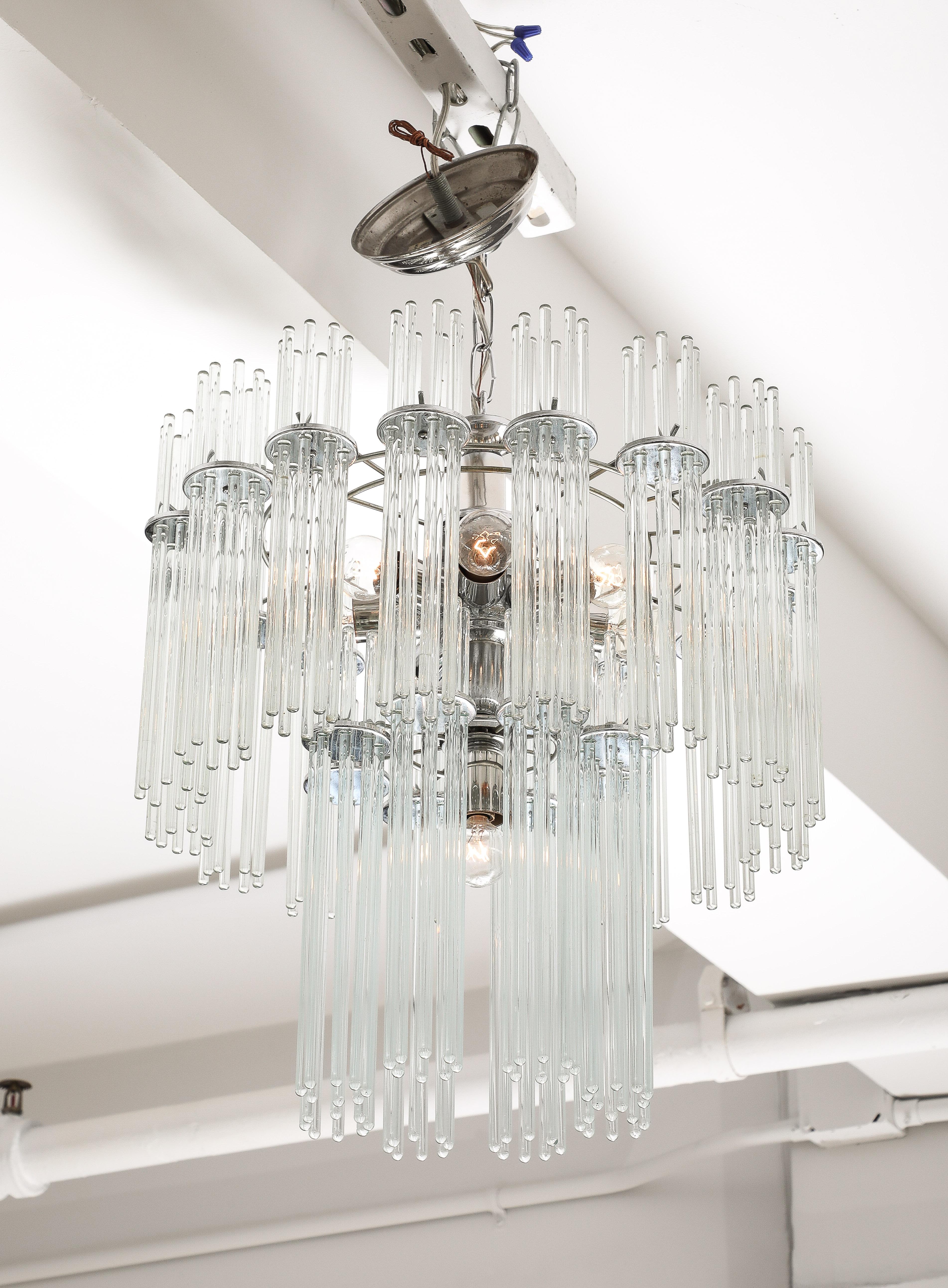 Mid-Century moderno Lampadario a stelo in vetro di Gaetano Sciolari, metà del secolo scorso in vendita