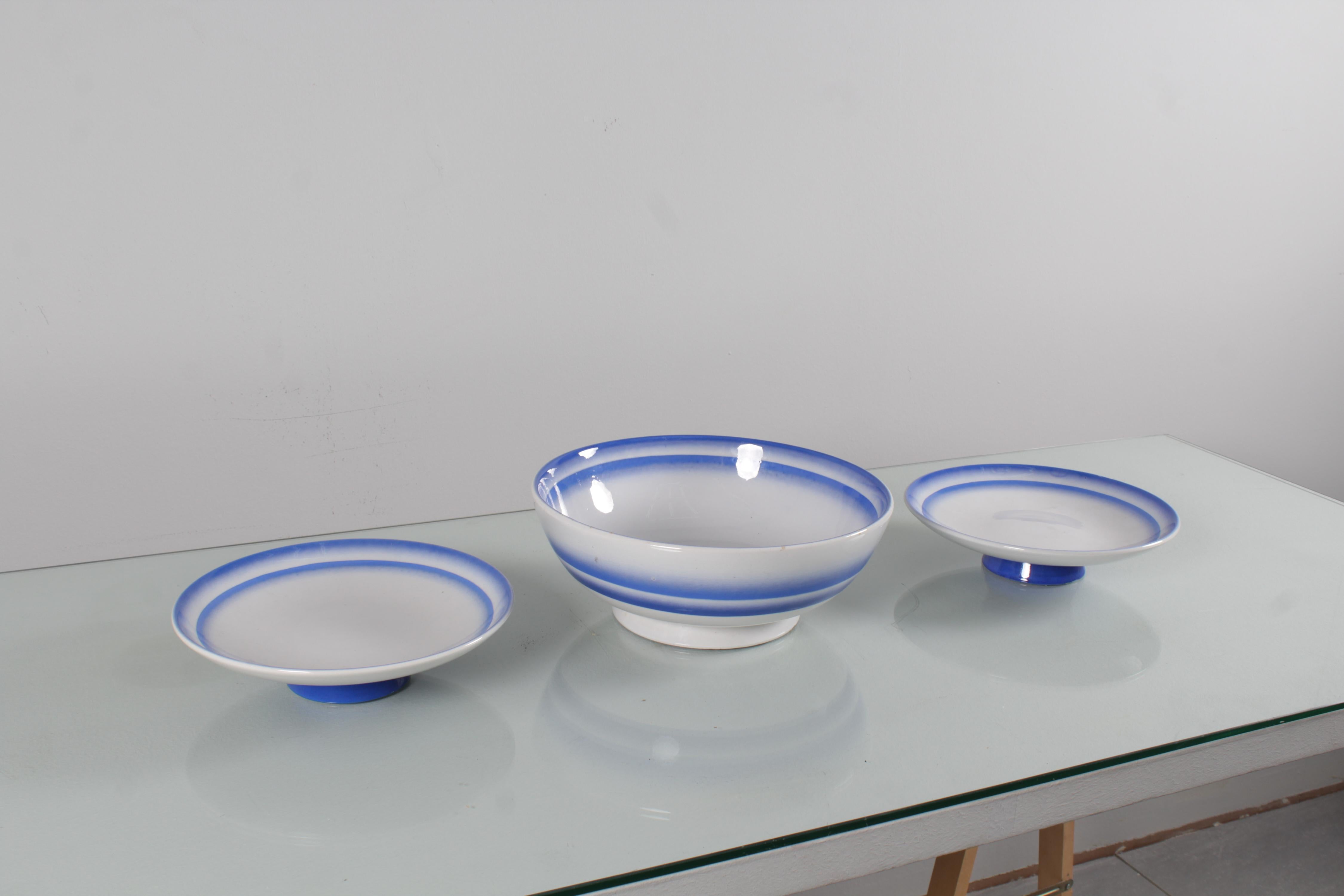 Céramique Table en céramique aérographe Galvani du milieu du siècle Ensemble de trois tables 60s Italie en vente
