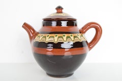 Mid-Century Galzed Ceramic Jug, Hand Painted, 1960's