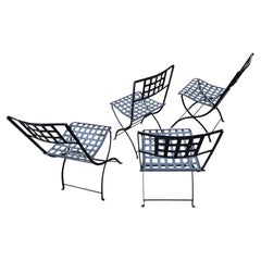 Chaises pliantes en tressage de panier de jardin du milieu du siècle dernier