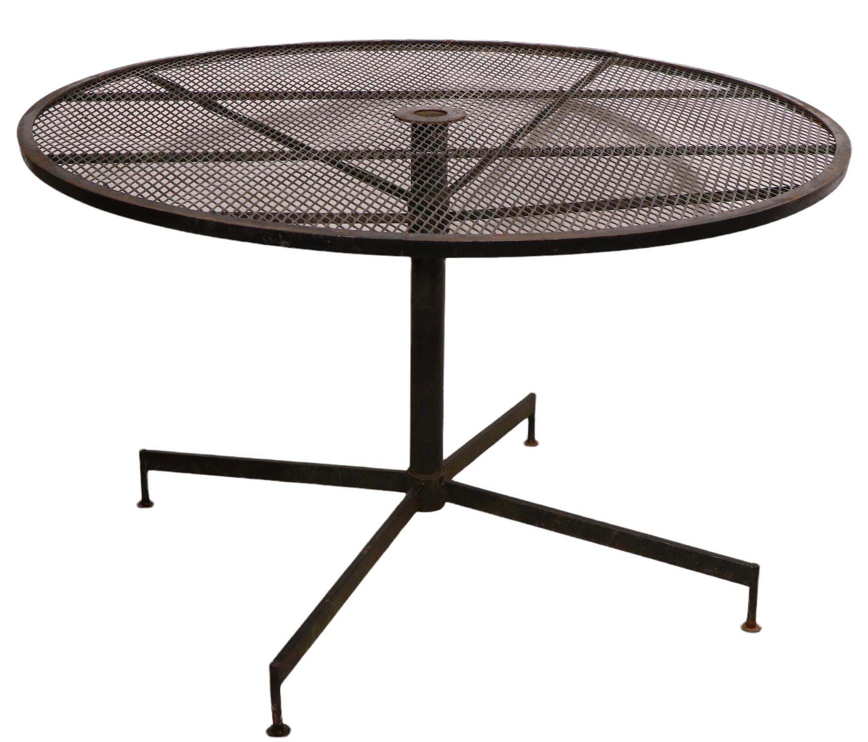 Iron Mid Century Garden Patio Poolside Cafe Dining Table after McCobb For Sale