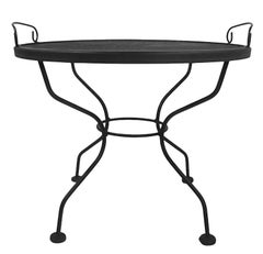 Mid Century Garden Patio Poolside  Wrought Iron Tray Top Table att. to Woodard