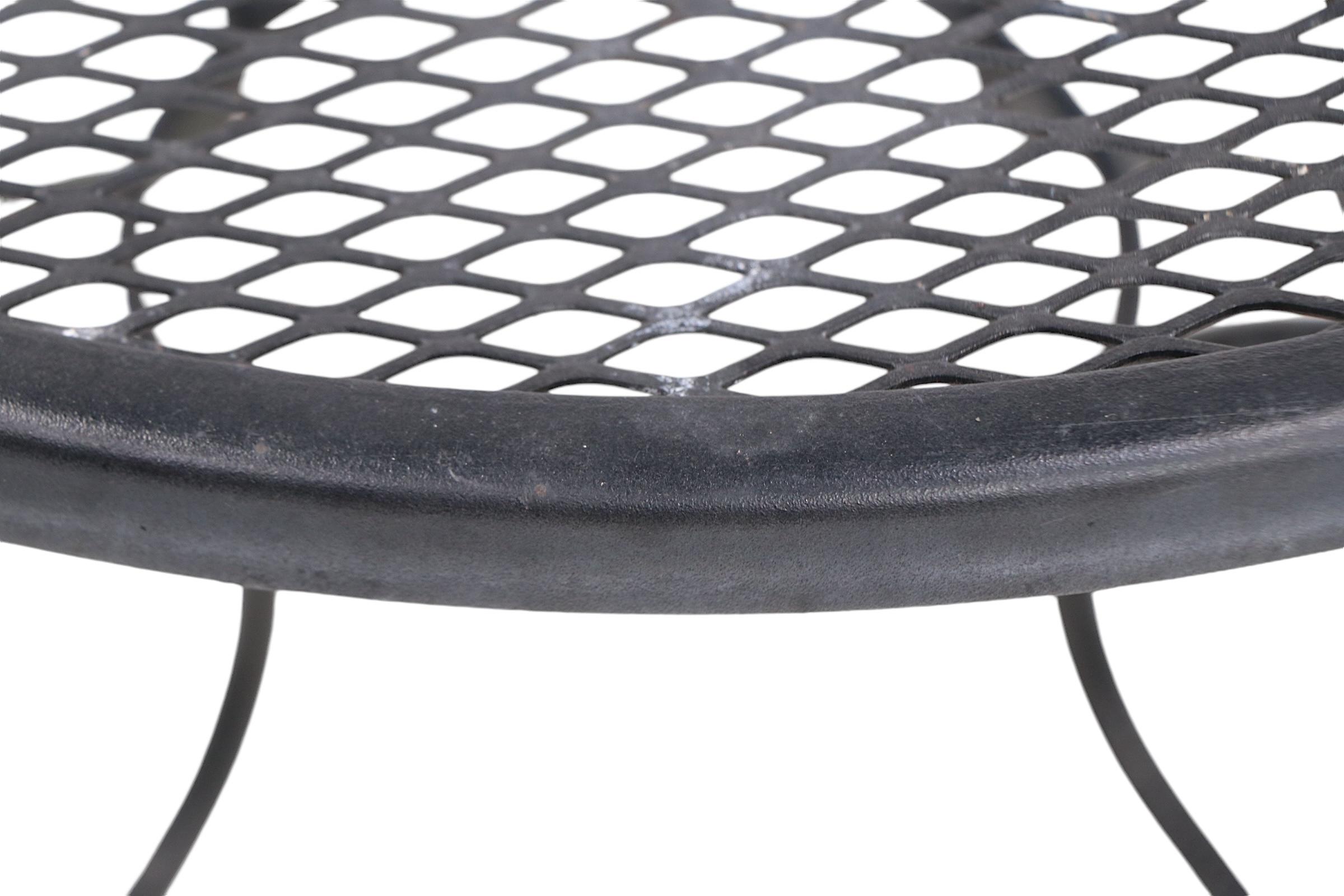 20th Century Mid Century Garden Patio Poolside  Wrought Iron Tray Top Table att. to Woodard For Sale