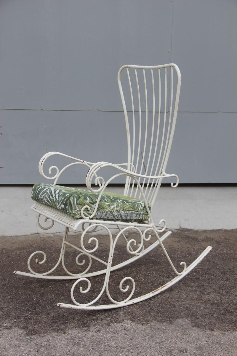 Mid-20th Century Midcentury Garden Swing in Child White Worked Metal, 1950s For Sale
