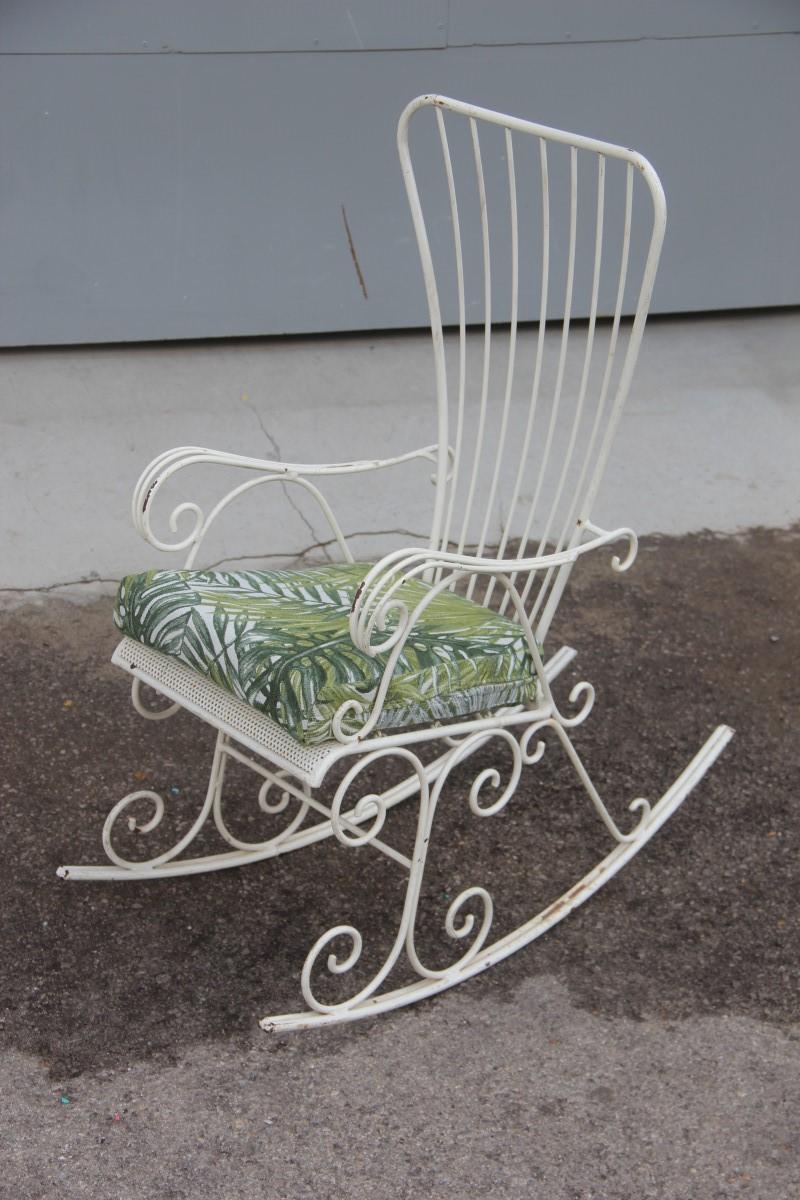 Midcentury Garden Swing in Child White Worked Metal, 1950s For Sale 1