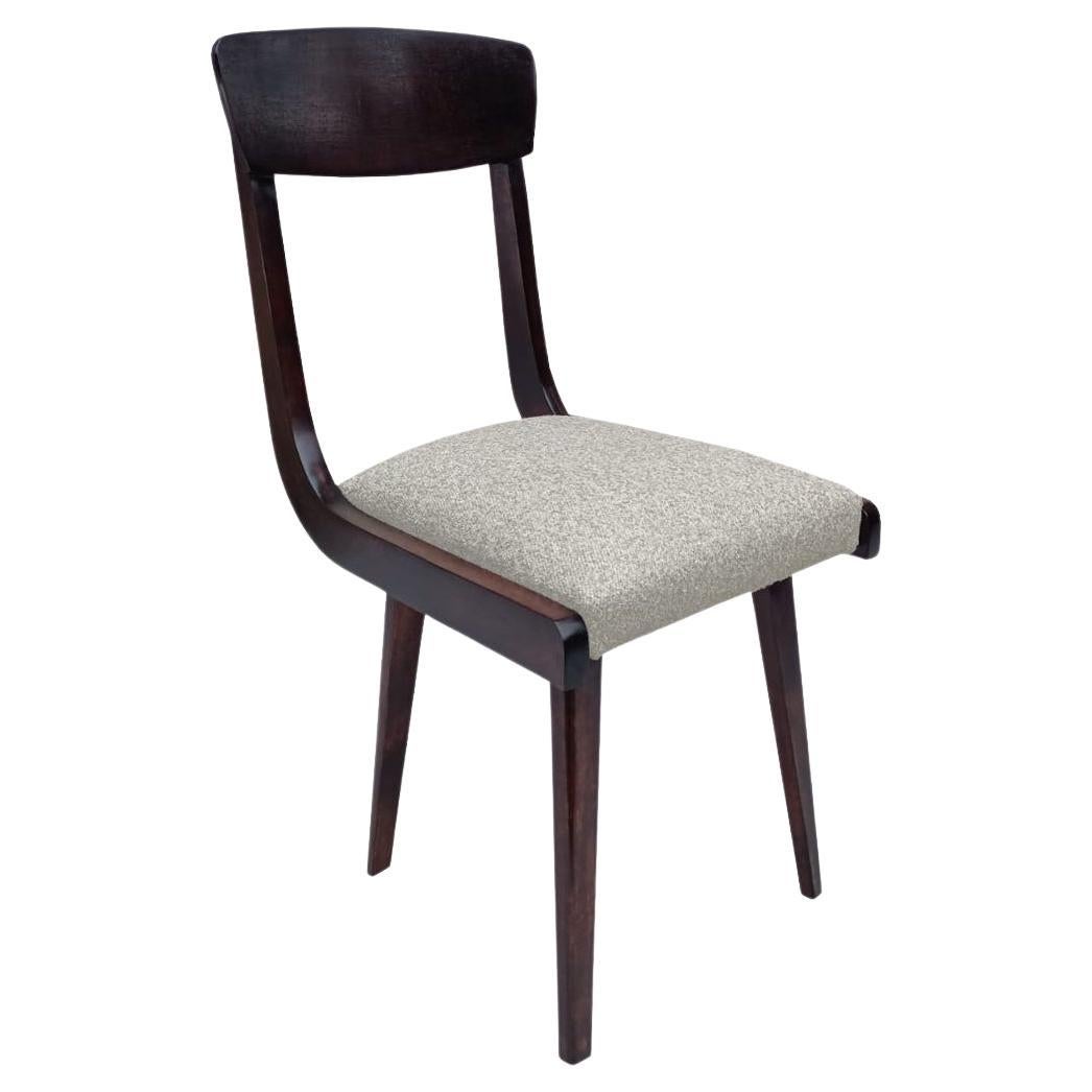 Mid Century Gazelle Beige Velvet Dark Wood Chair, Europe, 1960s