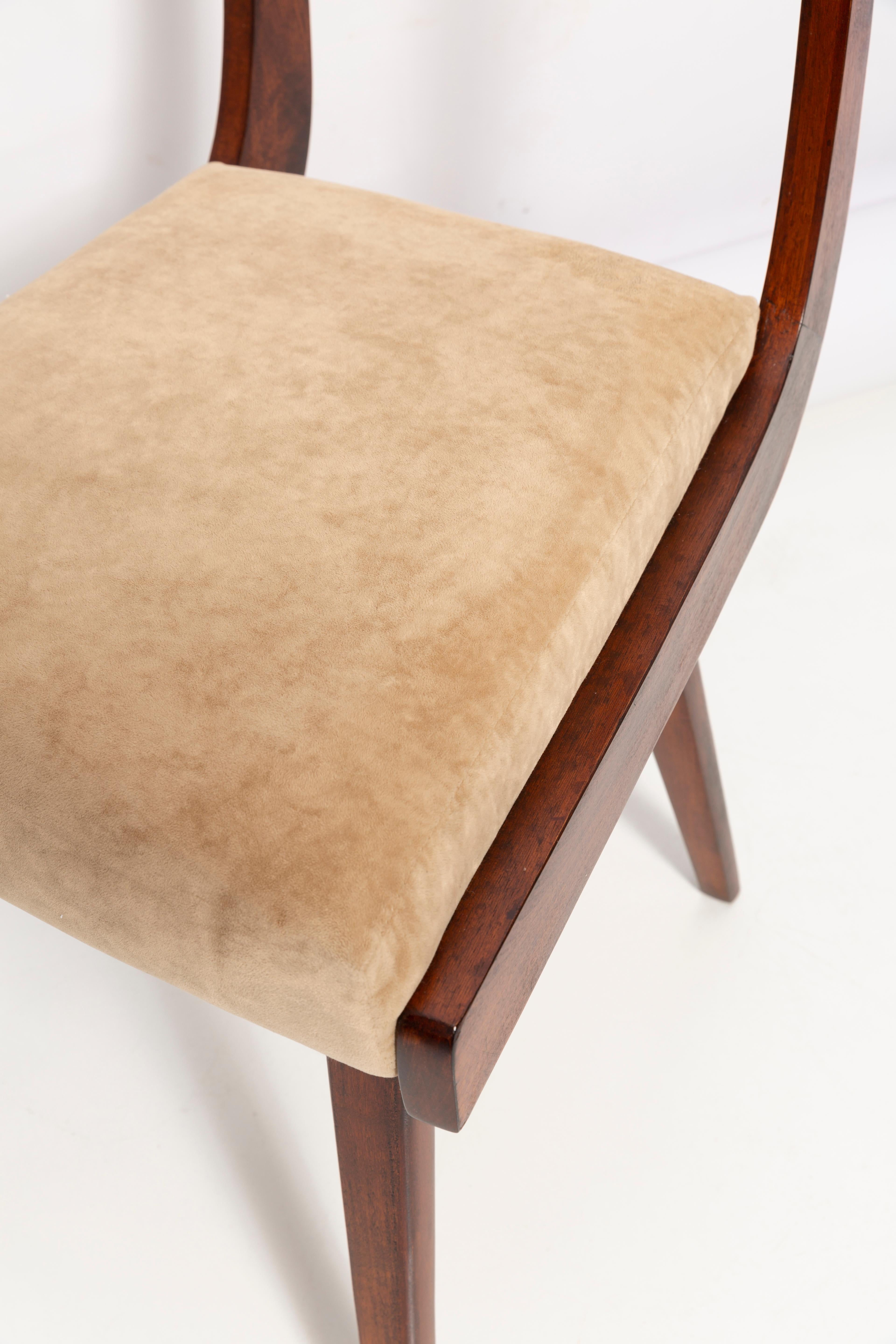 Textile Mid Century Gazelle Beige Wood Chair, Europe, 1960s For Sale