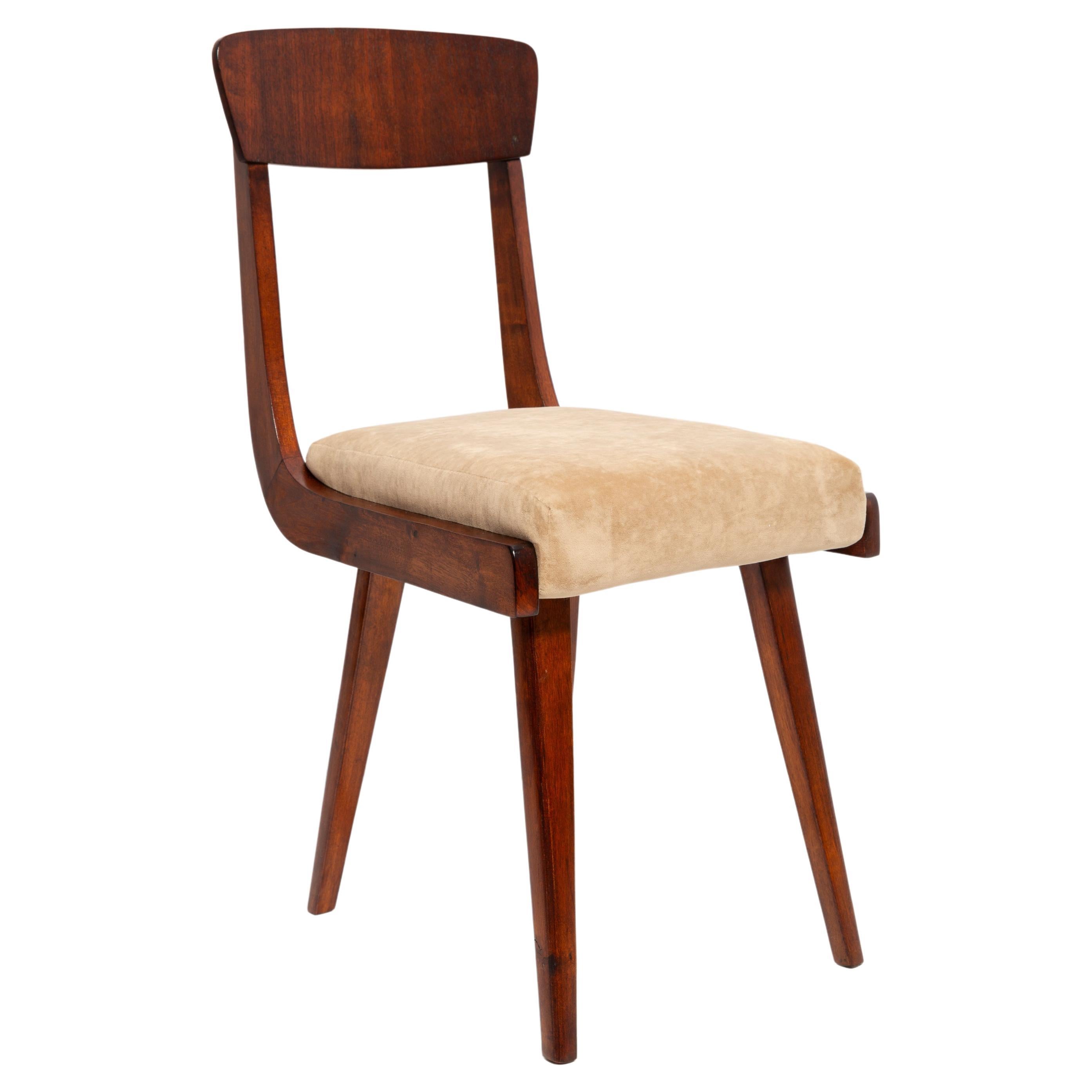 Mid Century Gazelle Beige Wood Chair, Europe, 1960s For Sale