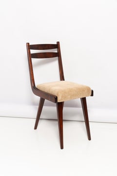 Mid Century Gazelle ii Beige Samt, Stuhl aus Nussbaumholz, Europa, 1960er Jahre