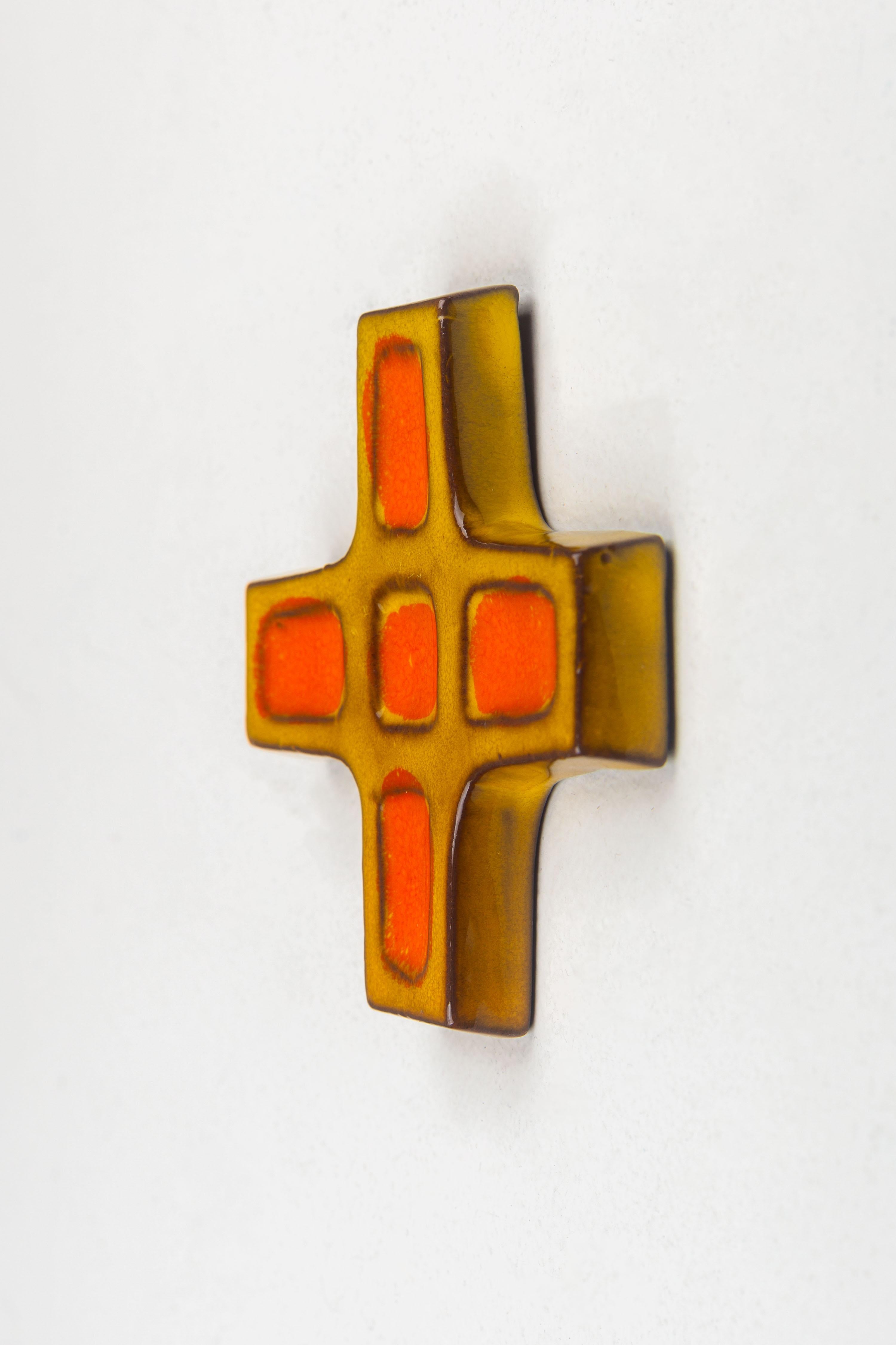 Mid-20th Century Mid-Century Geometric Ceramic Cross For Sale