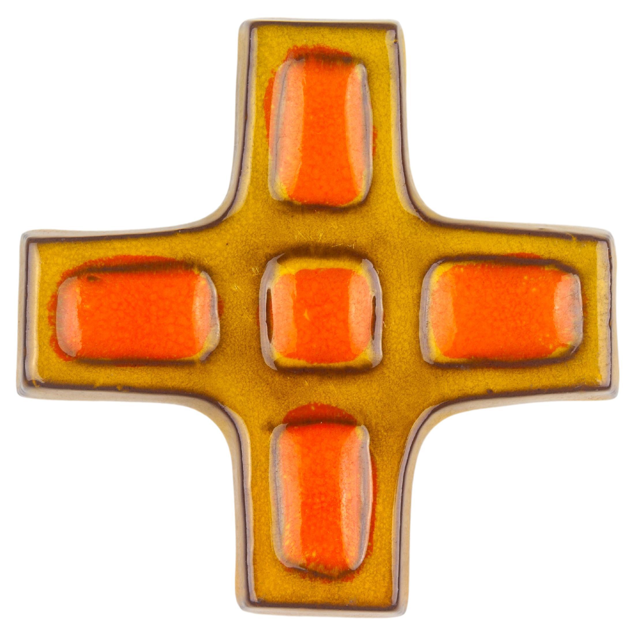 Mid-Century Geometric Ceramic Cross For Sale