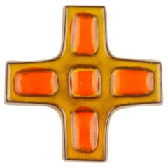 Vintage Mid-Century Geometric Ceramic Cross