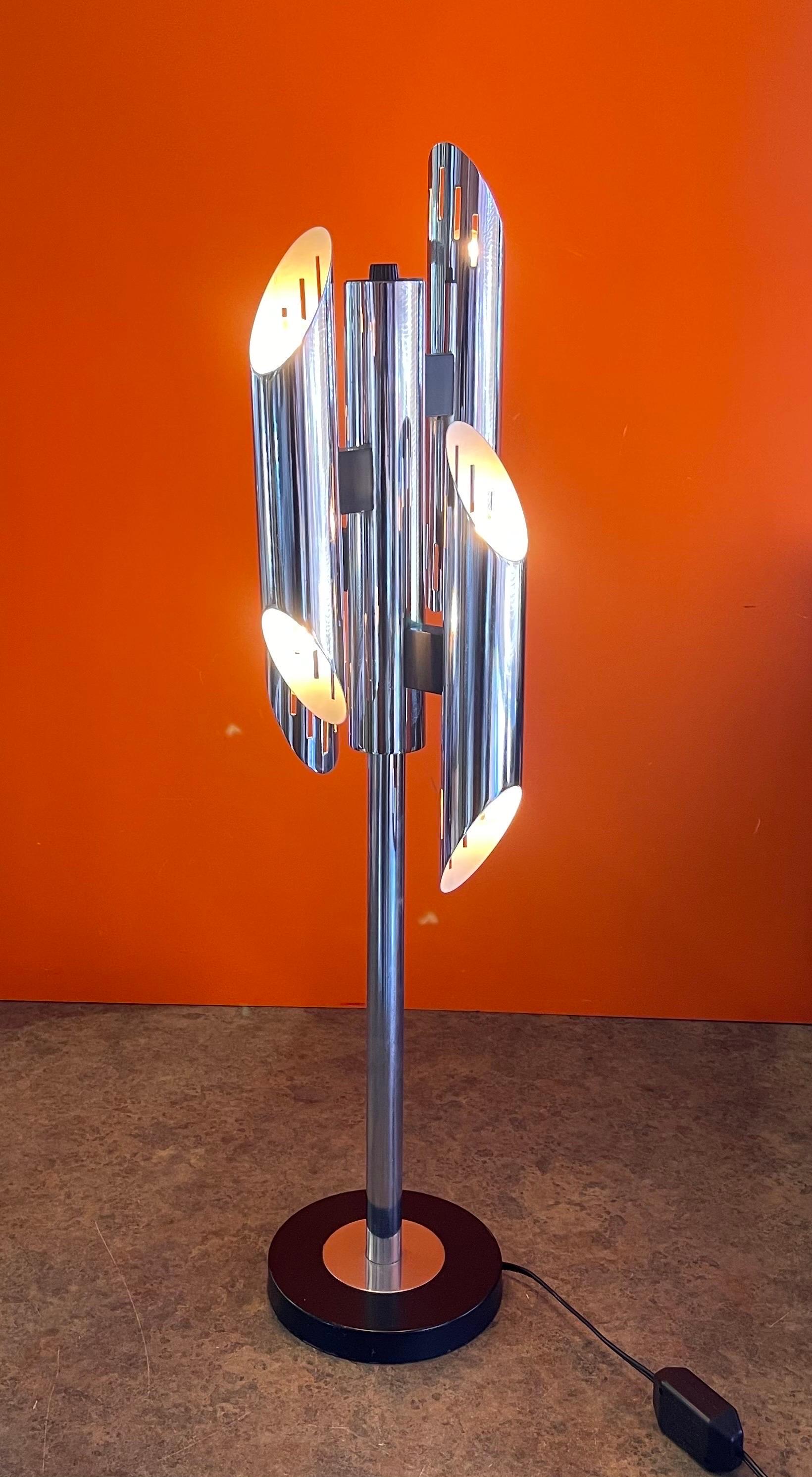 20th Century Mid-Century Geometric Eight Socket Chrome Table Lamp by Gaetano Sciolari  For Sale