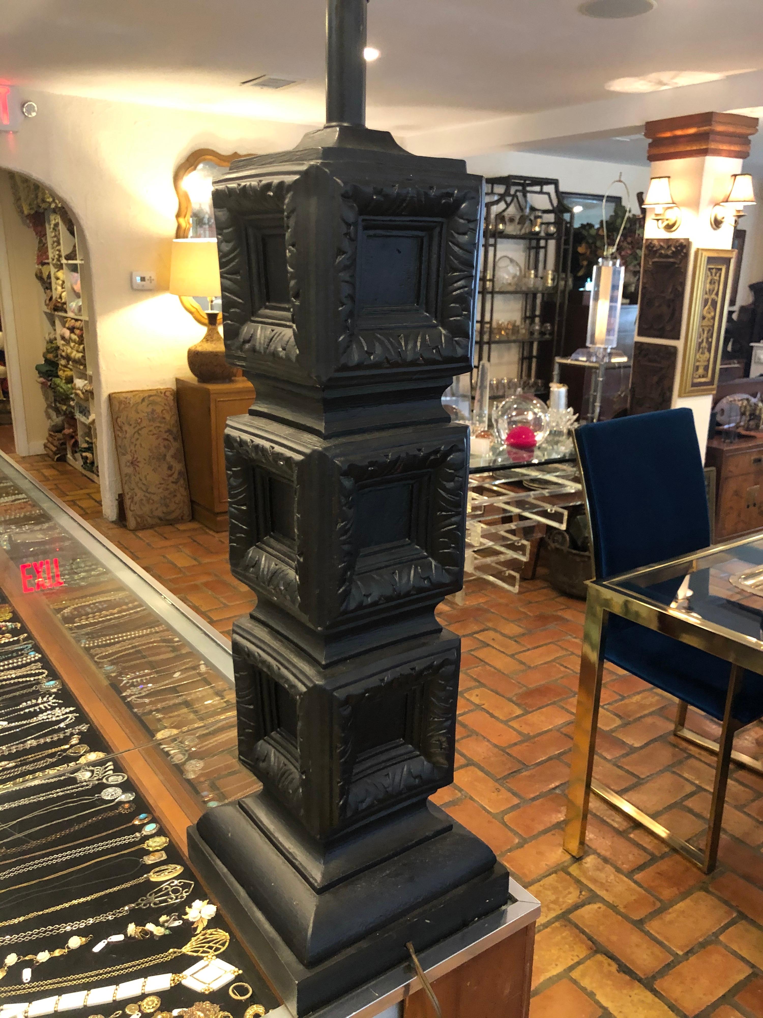 Mid Century Geometric F.A.I.P Style Black Plaster Lamp 5