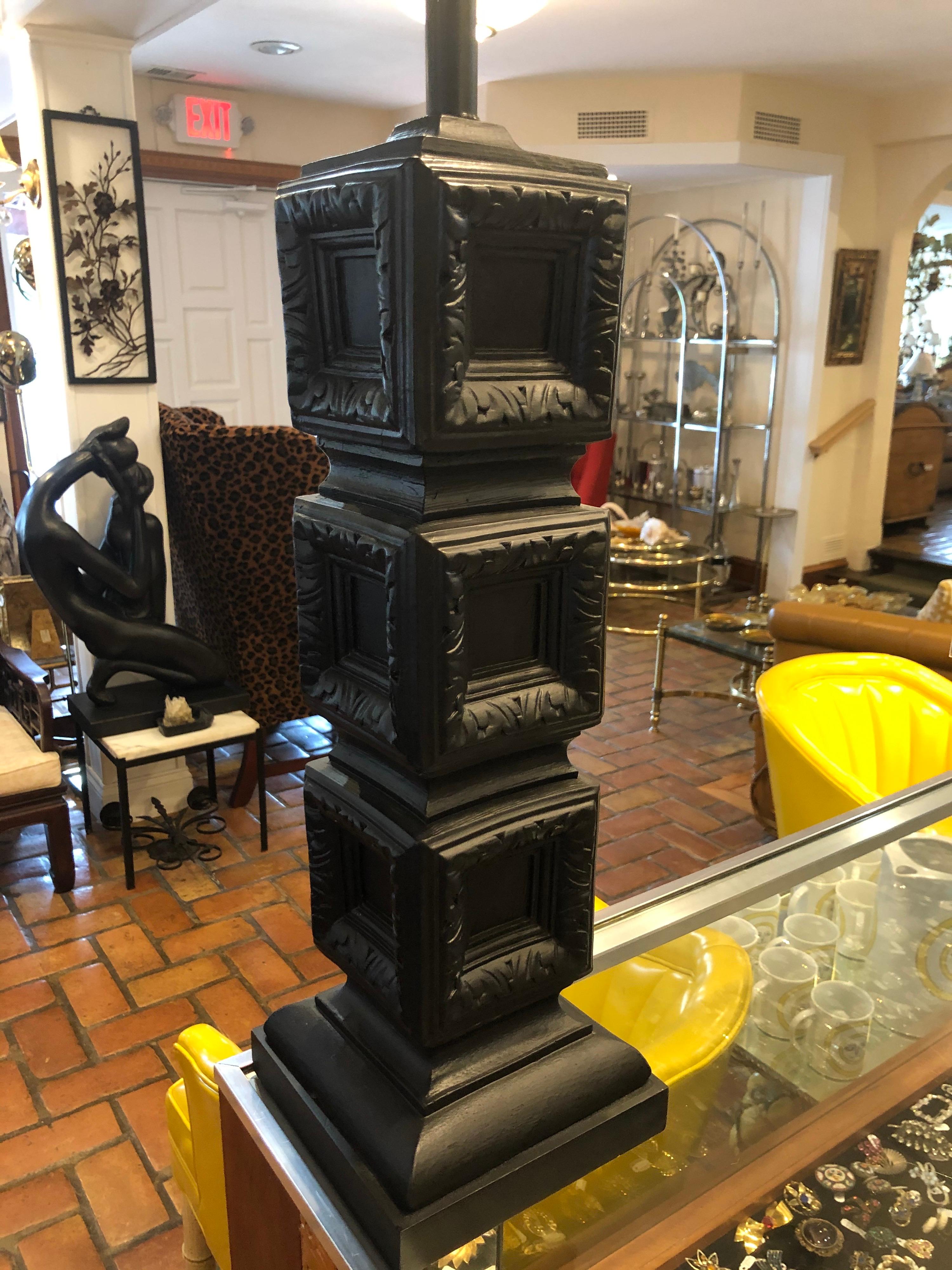Mid-Century Modern Mid Century Geometric F.A.I.P Style Black Plaster Lamp