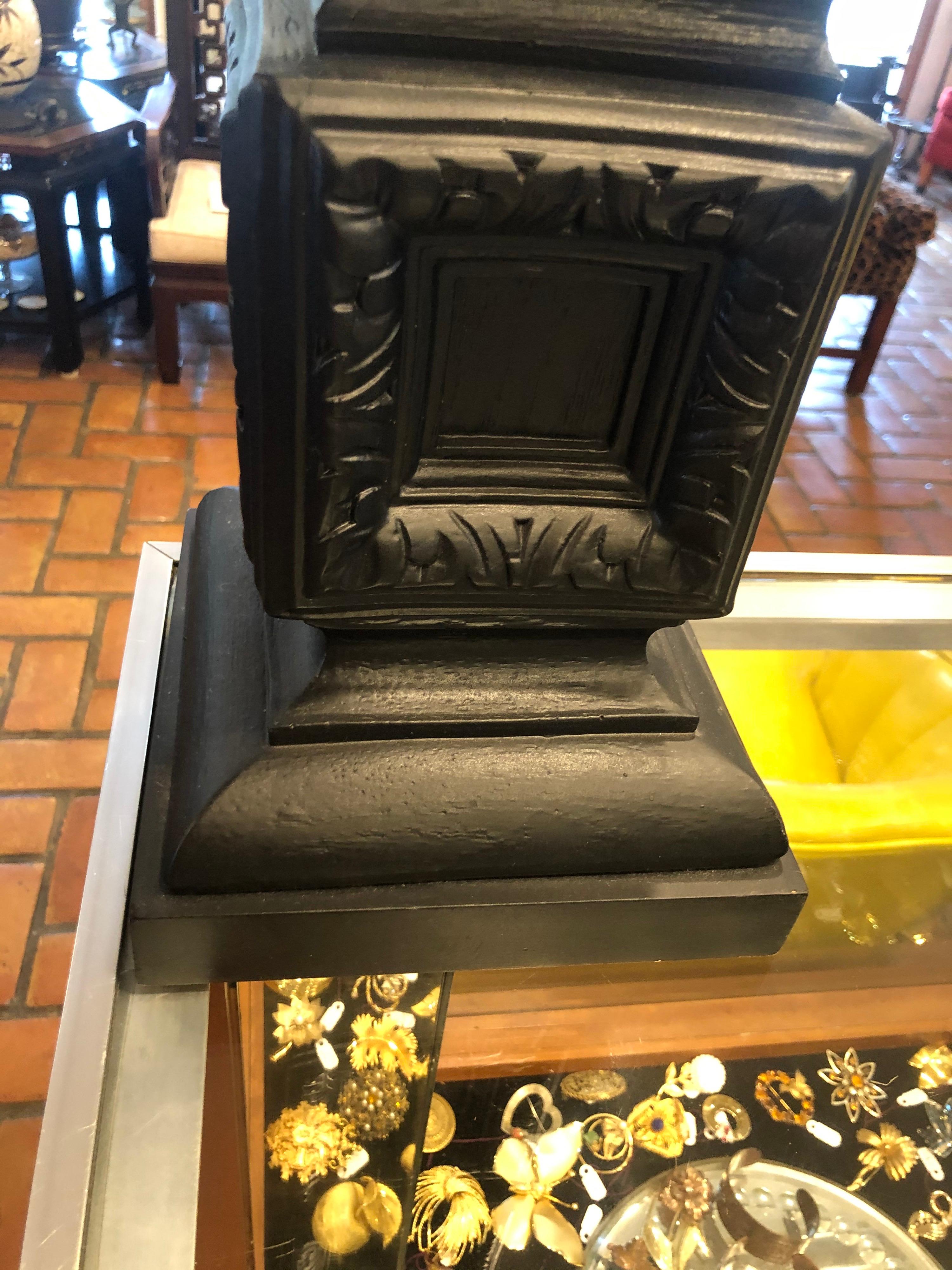Late 20th Century Mid Century Geometric F.A.I.P Style Black Plaster Lamp