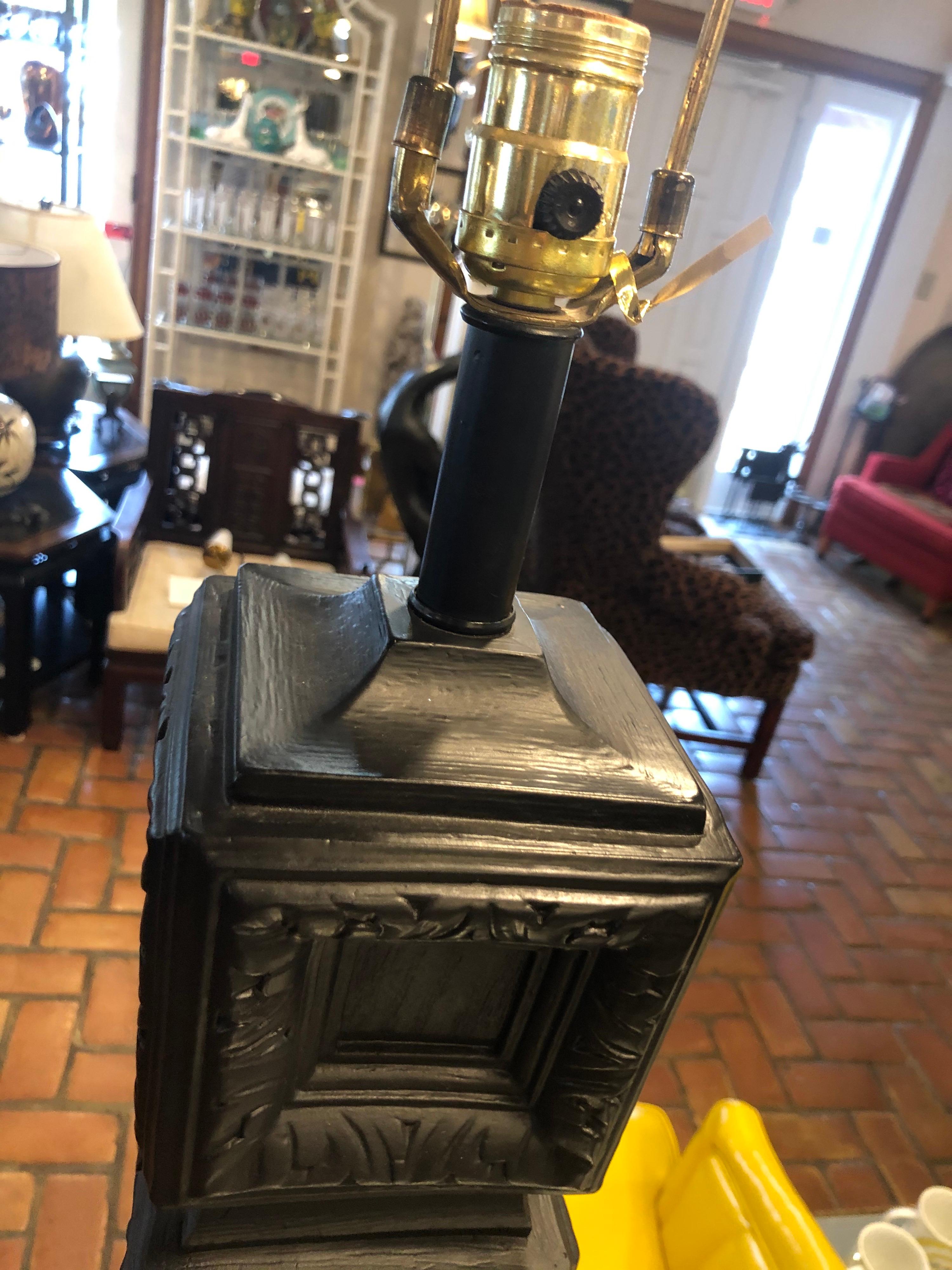 Mid Century Geometric F.A.I.P Style Black Plaster Lamp 1