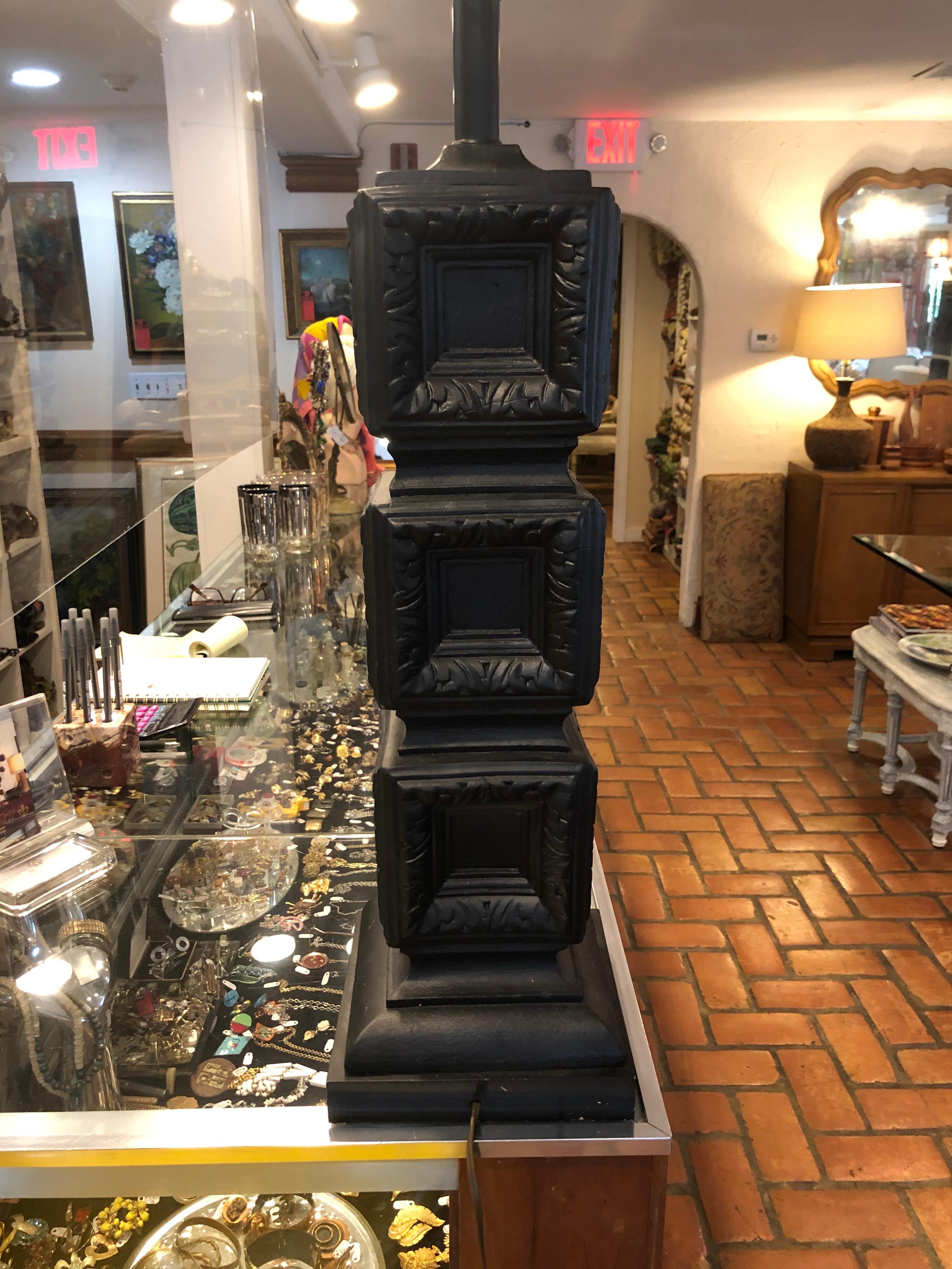 Mid Century Geometric F.A.I.P Style Black Plaster Lamp 3
