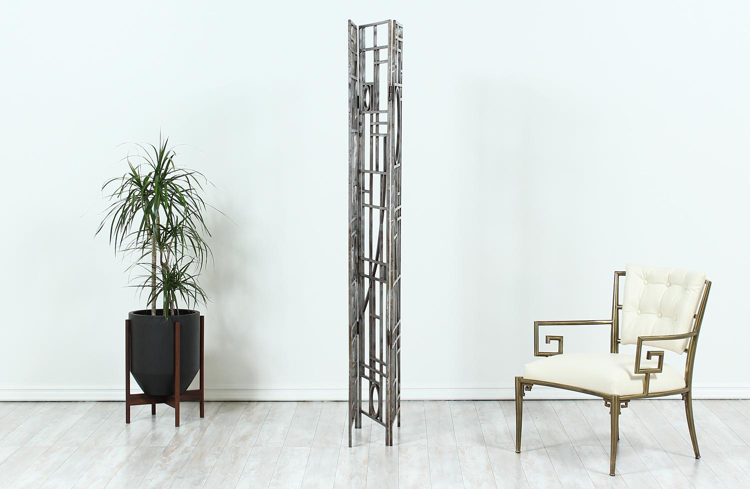 Post-Modern Geometric Folding Room Divider by Robert Sonneman In Excellent Condition In Los Angeles, CA